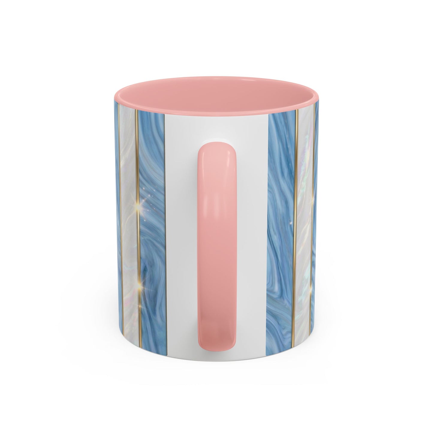 Faux Stained Glass Mug, Blue Pearlescent Coffee Cup, Art Deco Stained Glass Decor, Elegant Gold Stripe Teacup, Unique Art Gift For Her