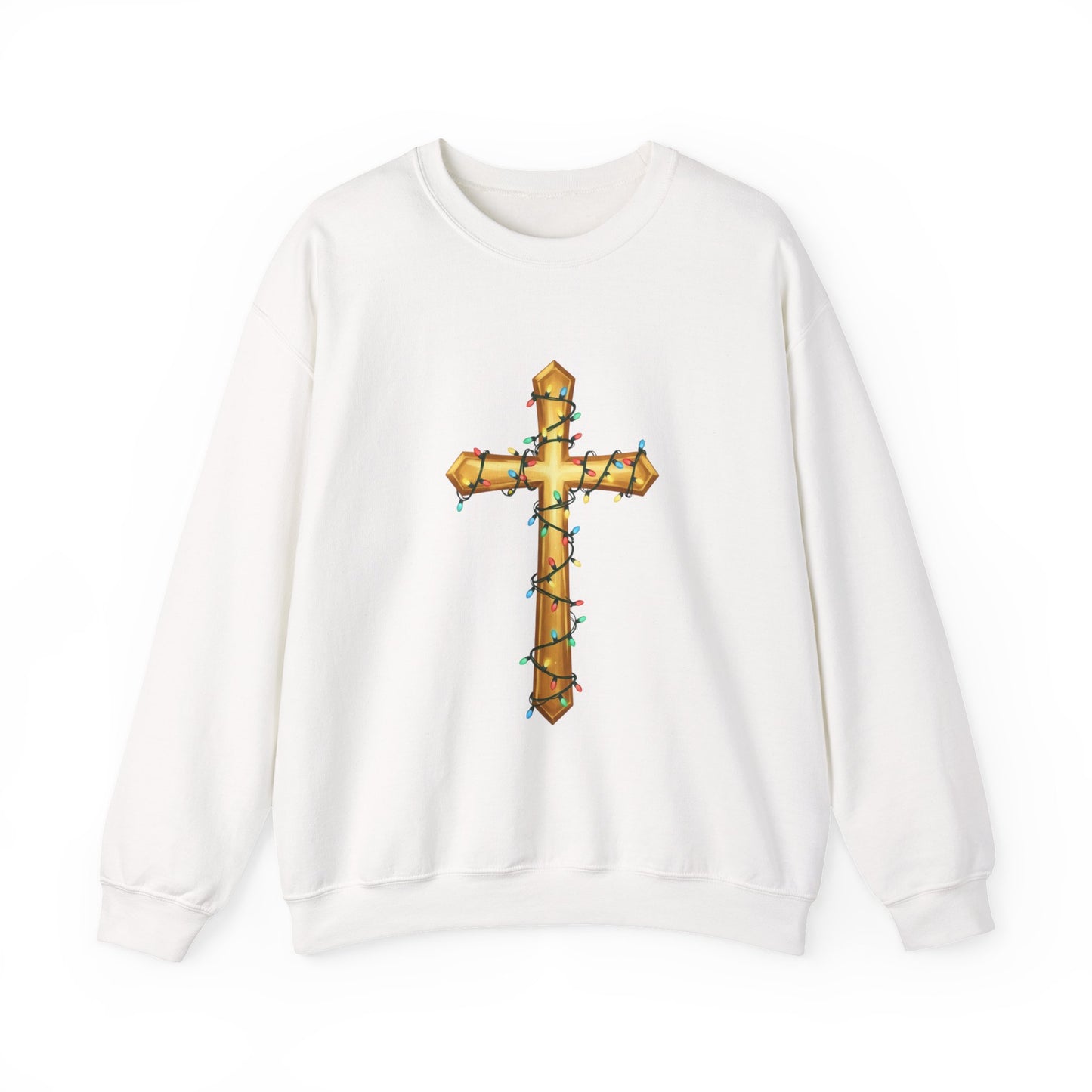 Christmas Cross Lights Sweatshirt, Christian Christmas Sweatshirt, Religious Holiday Cross Sweater, Jesus Christmas Gift, Faith