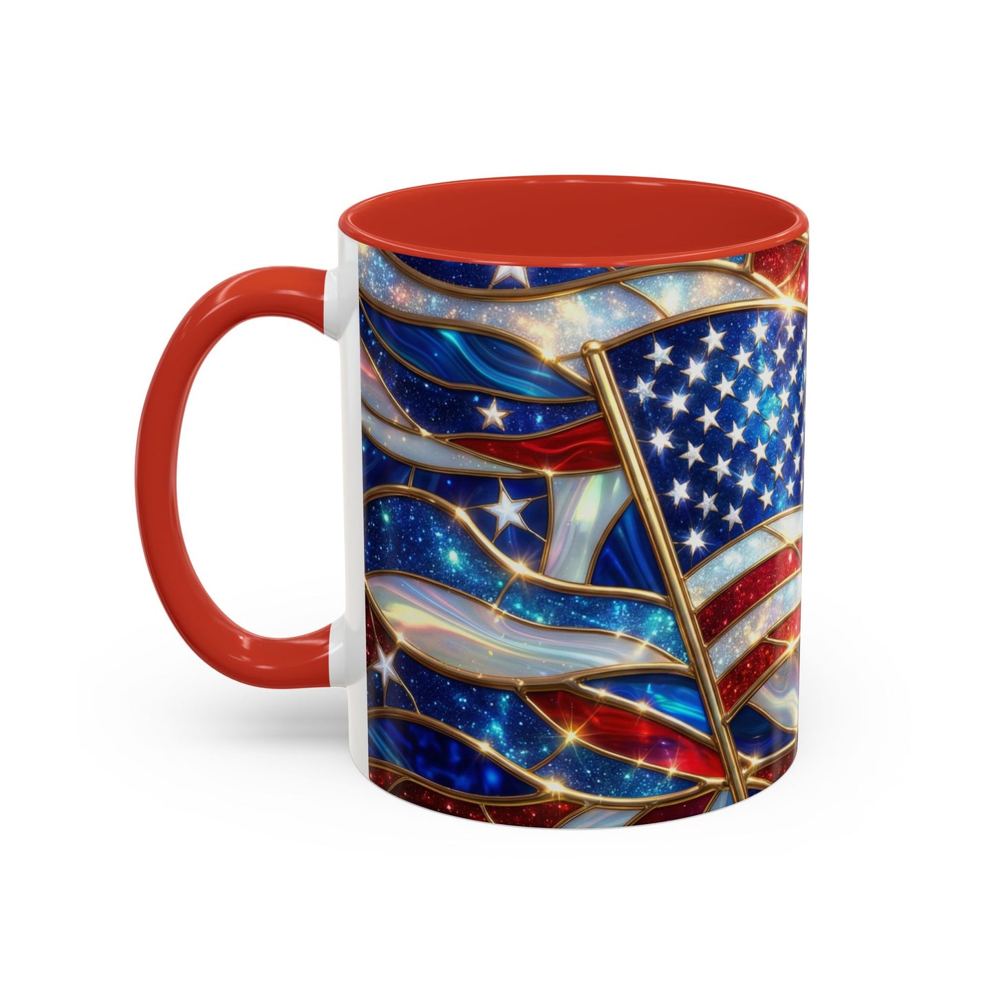 American Flag Mug, Stained Glass Flag Coffee Mug, Patriotic Mug, USA Flag Cup, Fourth Of July Gift, Veterans Gift Mug