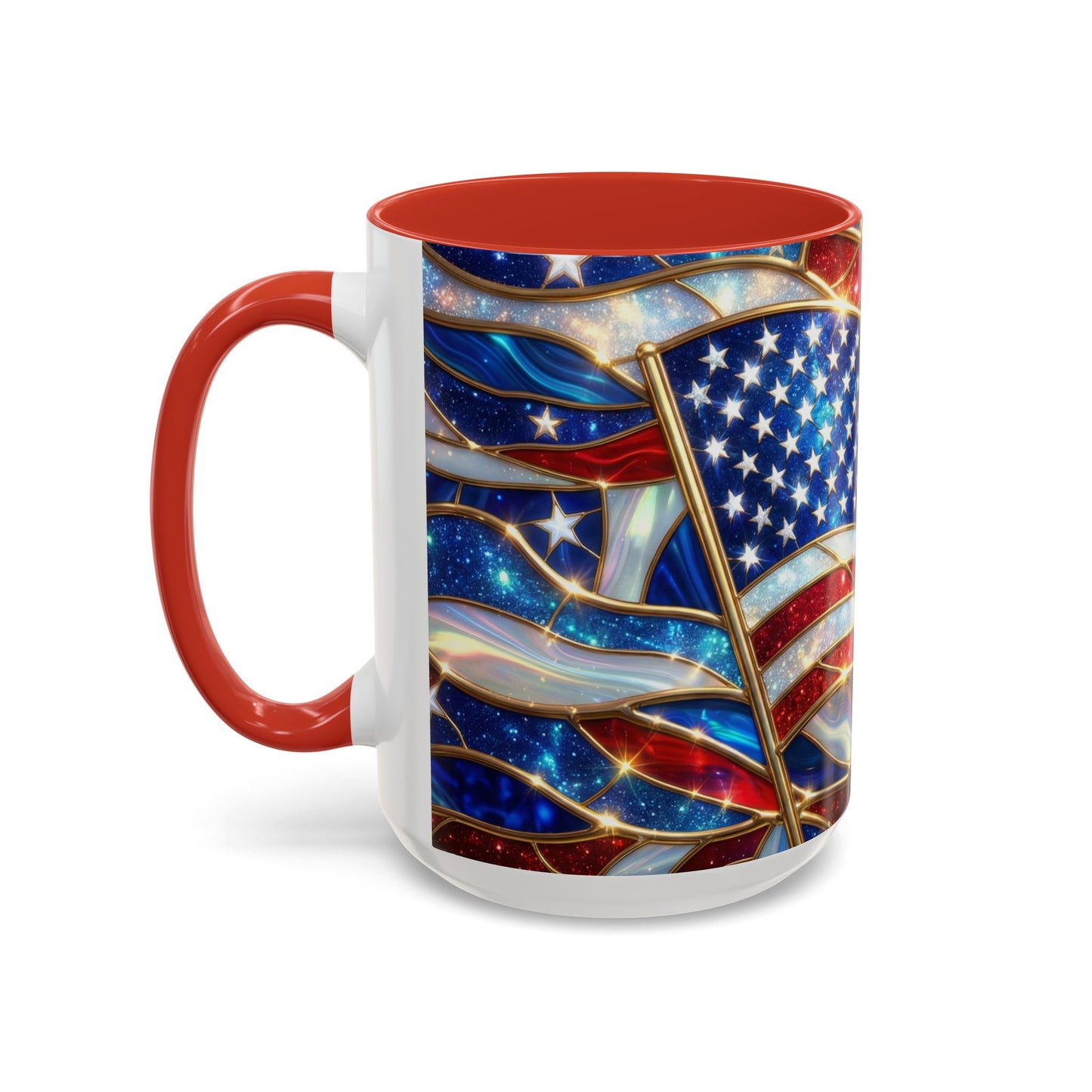 American Flag Mug, Stained Glass Flag Coffee Mug, Patriotic Mug, USA Flag Cup, Fourth Of July Gift, Veterans Gift Mug