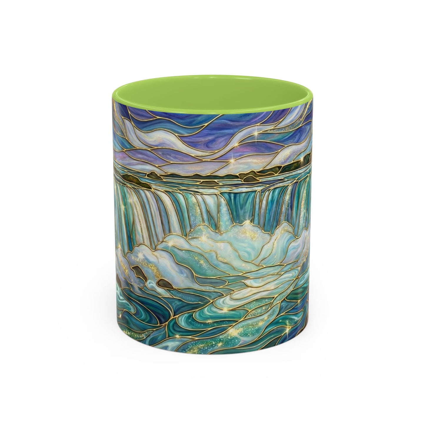 Faux Stained Glass Niagara Falls Mug, Waterfall Coffee Cup, Canada Souvenir Gift, Upstate New York Travel Memento, Nature Lover Tea Cup