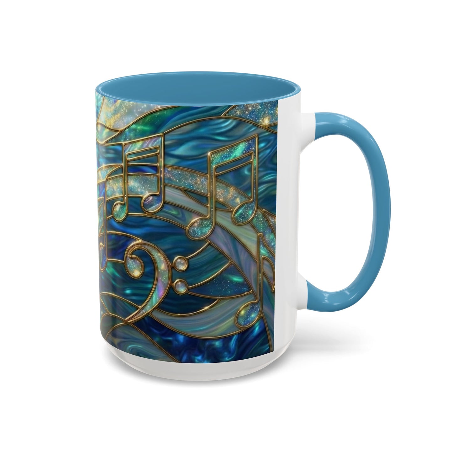 Music Notes Mug, Music Lover Coffee Cup, Stained Glass Music Mug, Musician Gift, Piano Teacher Mug, Aesthetic Music Cup