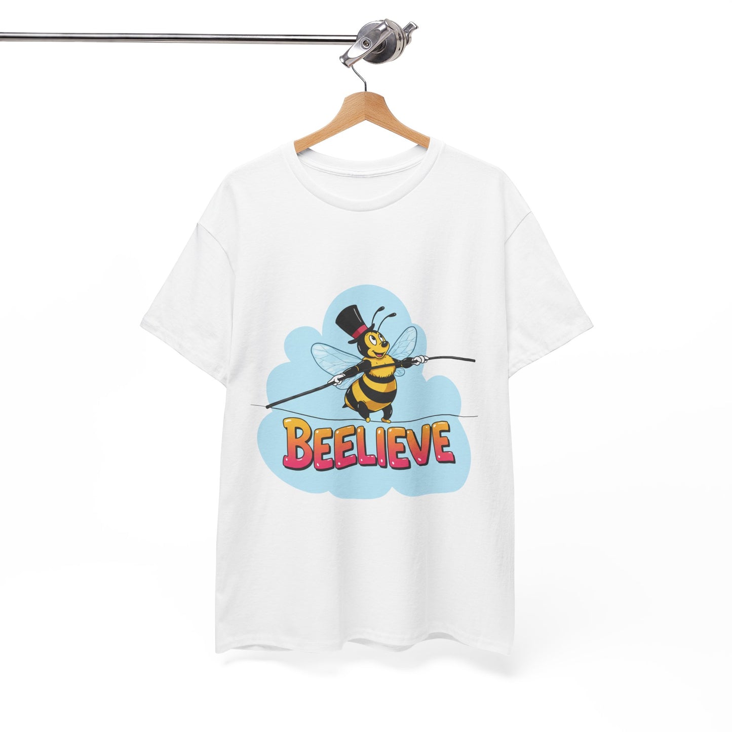 “Beelieve” Bee Pun T‑Shirt | Cute Bee Graphic Tee | Inspirational Pun Shirt | Funny Nature Lover Gift | Bee Belief Positive Vibes Tee