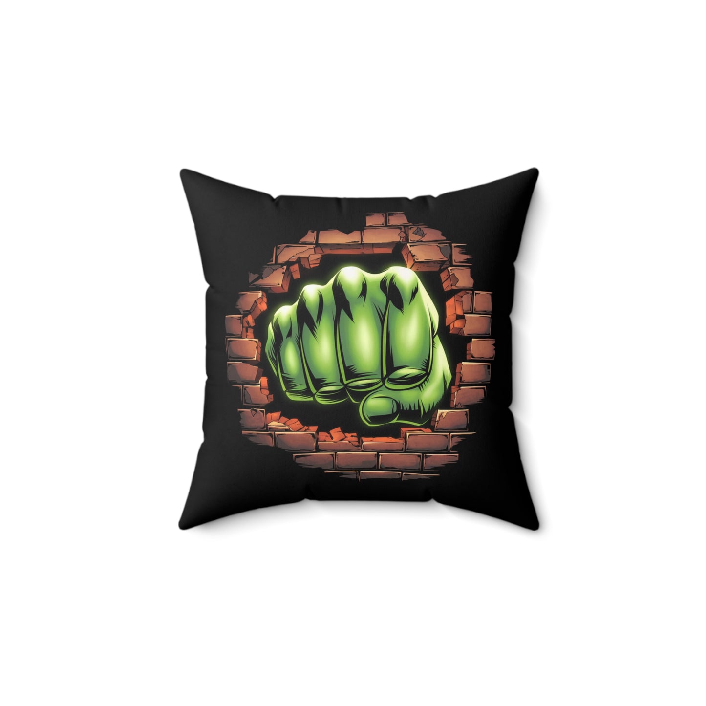 Square Pillow Green Fist Smash Design Comic Book Pillow Geeky Decor Comic Throw Home Decor