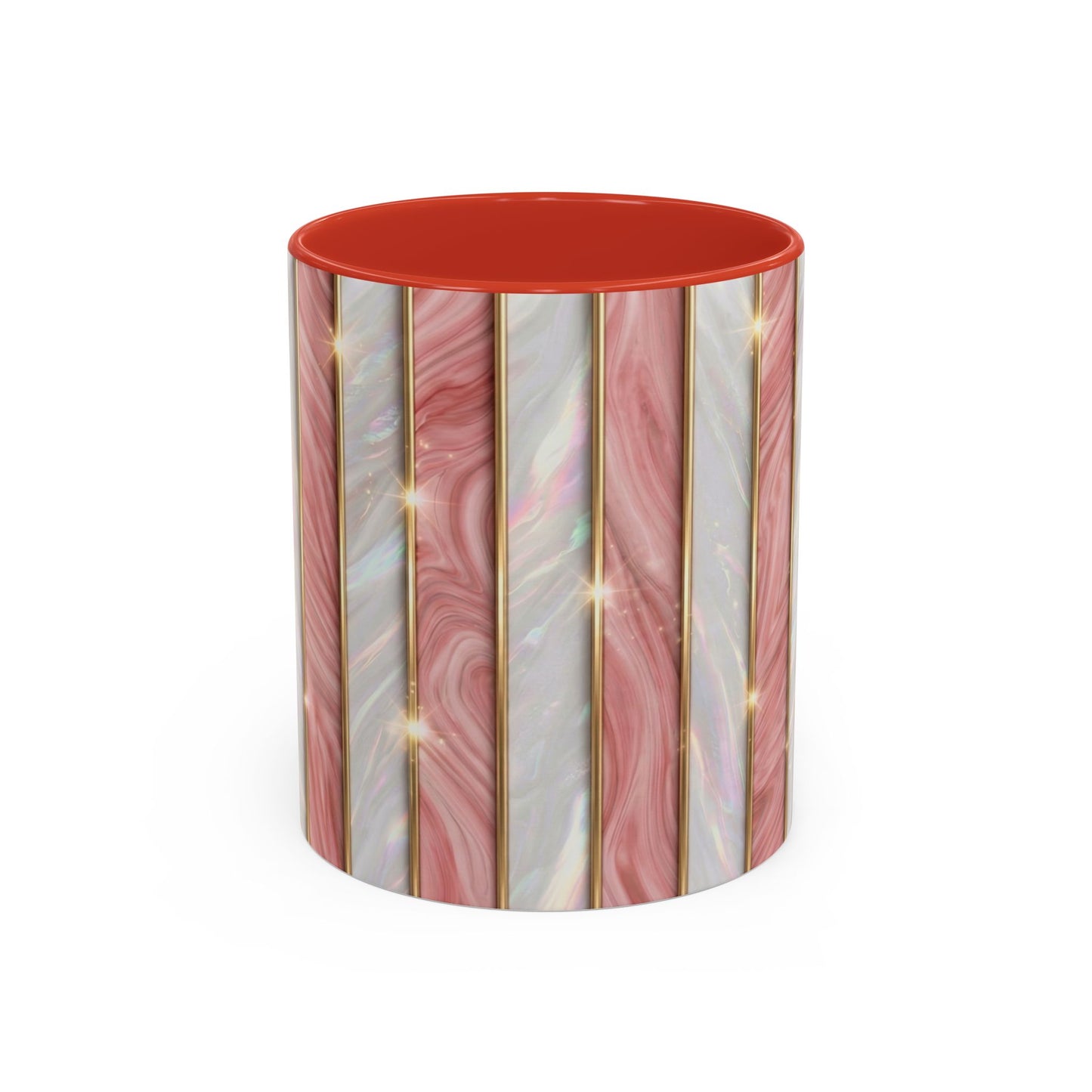 Pink Marble Coffee Mug, Gold Stripe Faux Agate Cup, Glam Desk Accessory, Elegant Tea Mug, Luxury Gift for Her, Chic Office Desk Decor