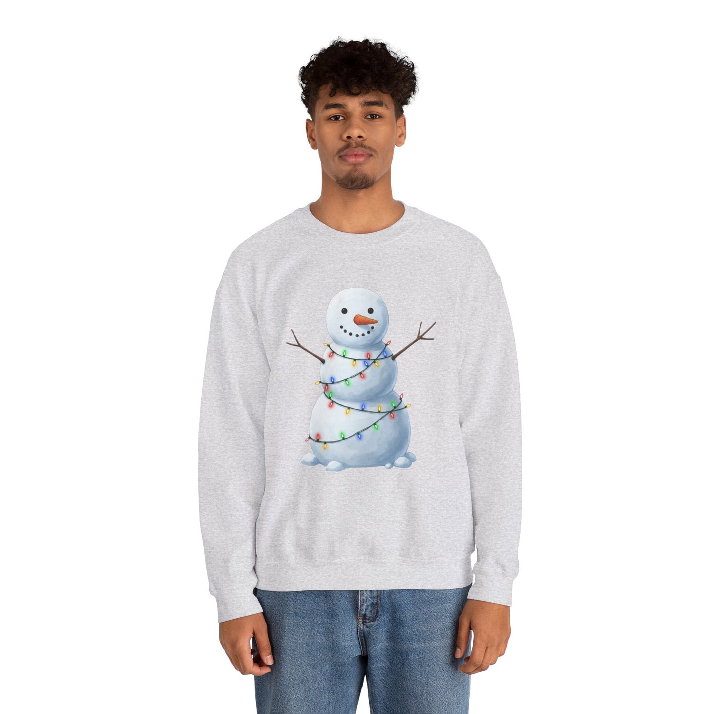 Cute Snowman Christmas Sweatshirt, Holiday Snowman Lights Sweater, Winter Snowman Crewneck, Cozy Christmas Gift, Festive Holiday Shirt