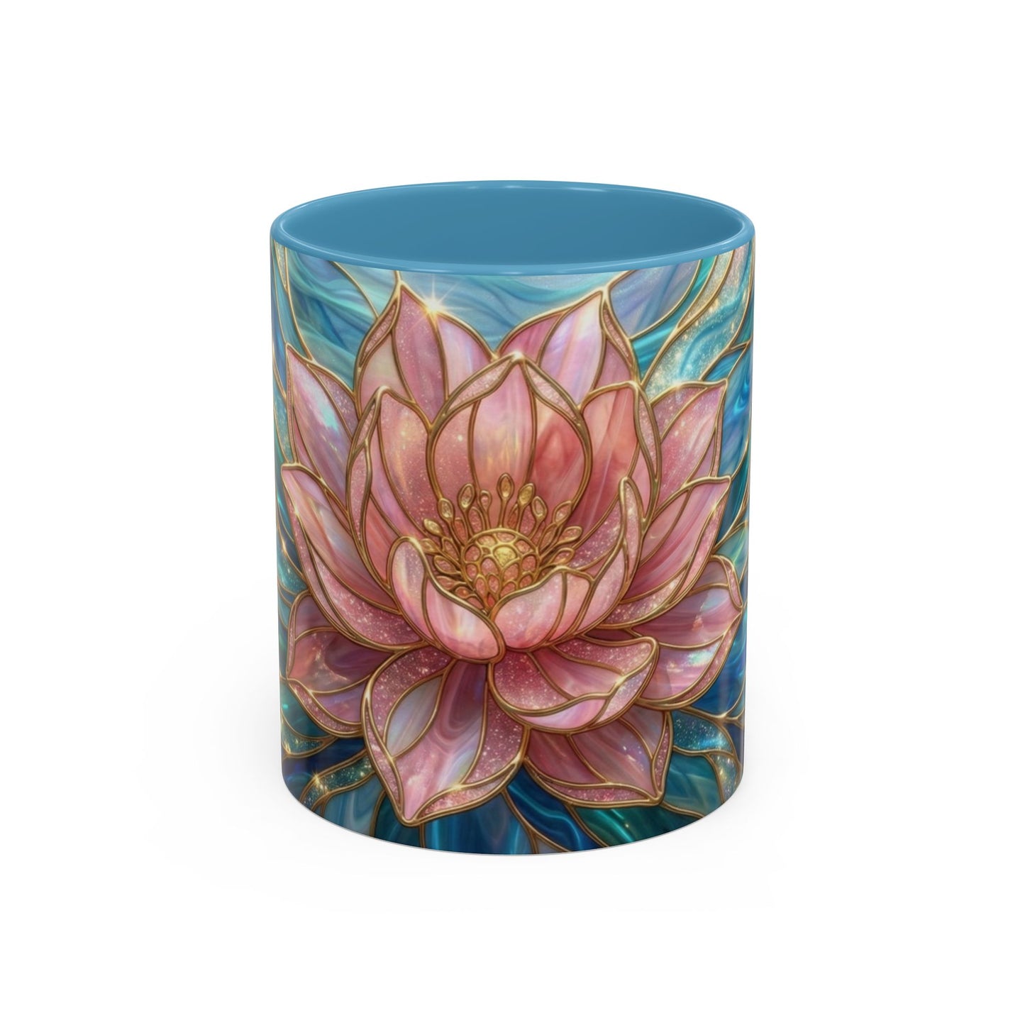 Pink Lotus Flower Mug, Stained Glass Style Coffee Cup, Spiritual Zen Gift For Women, Yoga Lover Tea Mug, Meditation Boho Floral Drinkware