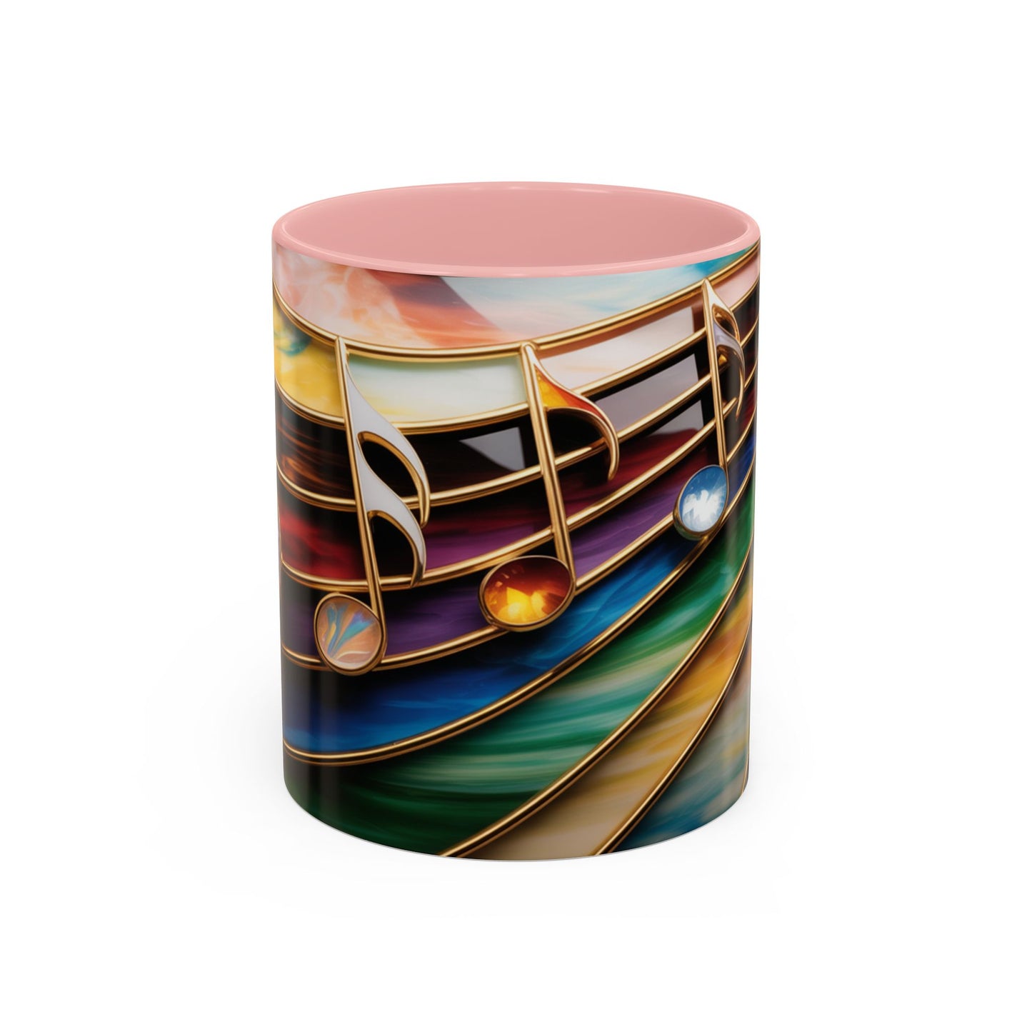 Stained Glass Music Notes Mug - Colorful Music Lover Gift - Music Teacher Mug - Treble Clef Coffee Cup - Musician Gift Idea - 11oz & 15oz Ceramic Mug