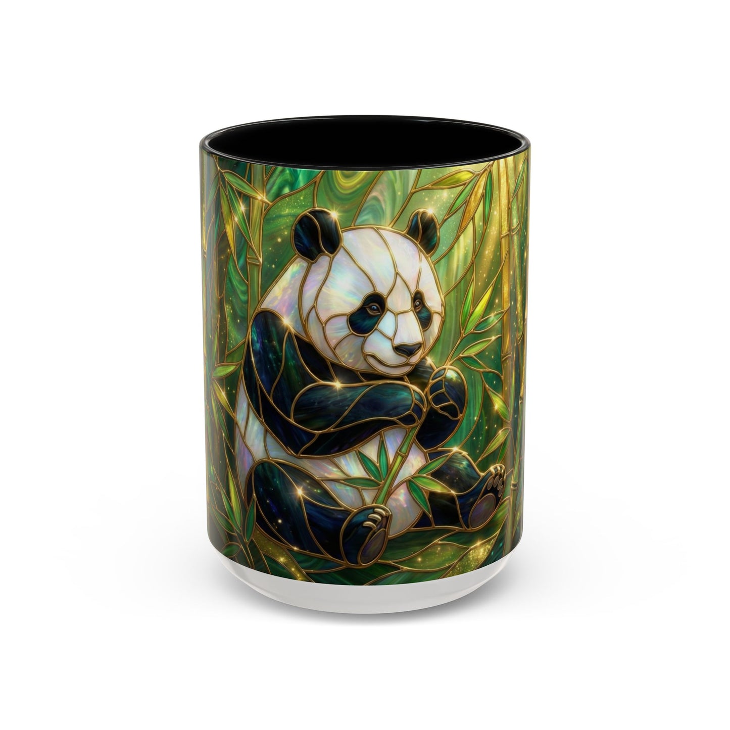 Stained Glass Panda Mug, Panda Coffee Mug, Bamboo Panda Cup, Cute Panda Gift, Nature Animal Mug, Wildlife Art Mug, Panda Lover Gift