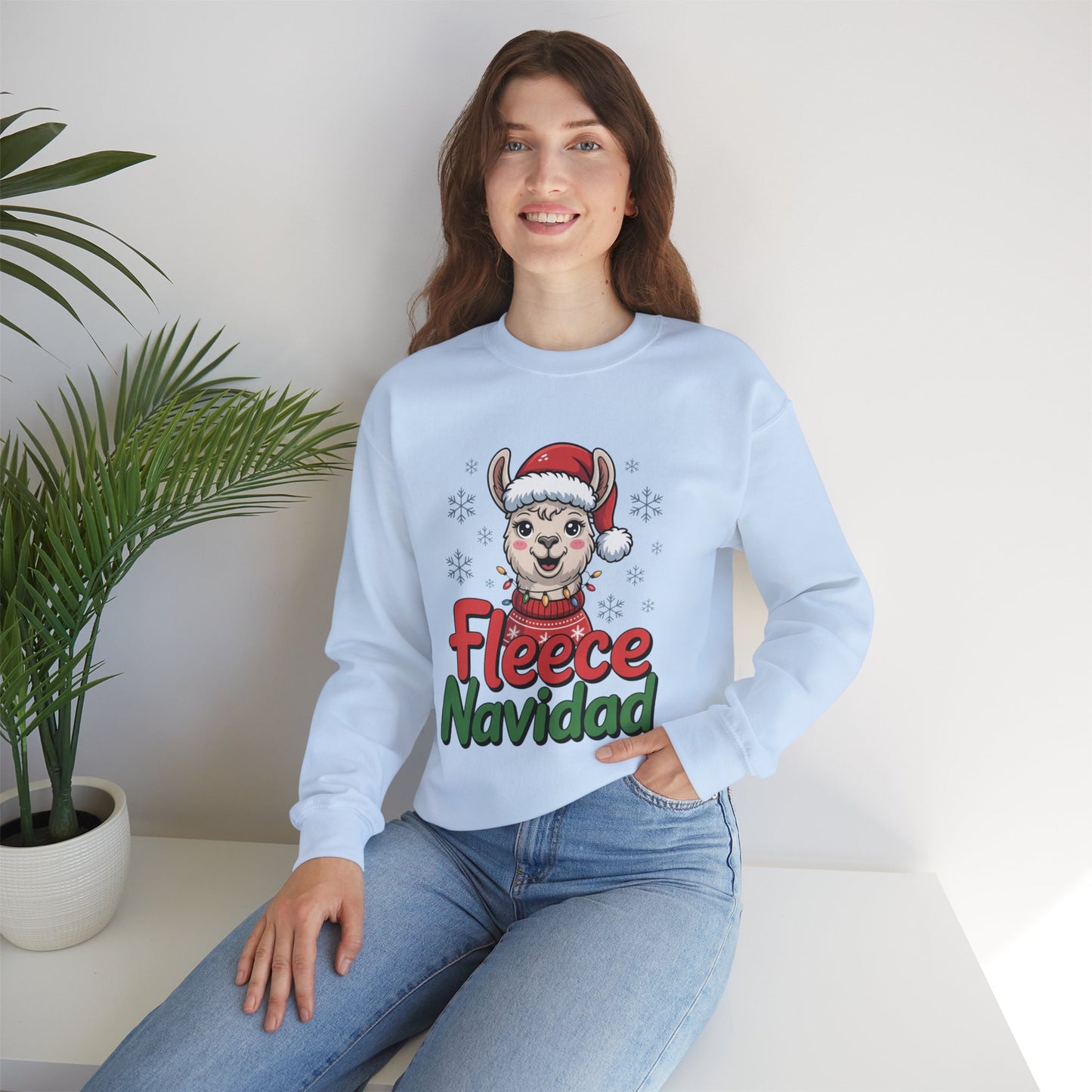 Fleece Navidad Christmas Sweatshirt, Funny Llama Holiday Sweater, Cozy Unisex Crewneck, Cute Christmas Pun Gift For Friends And Family
