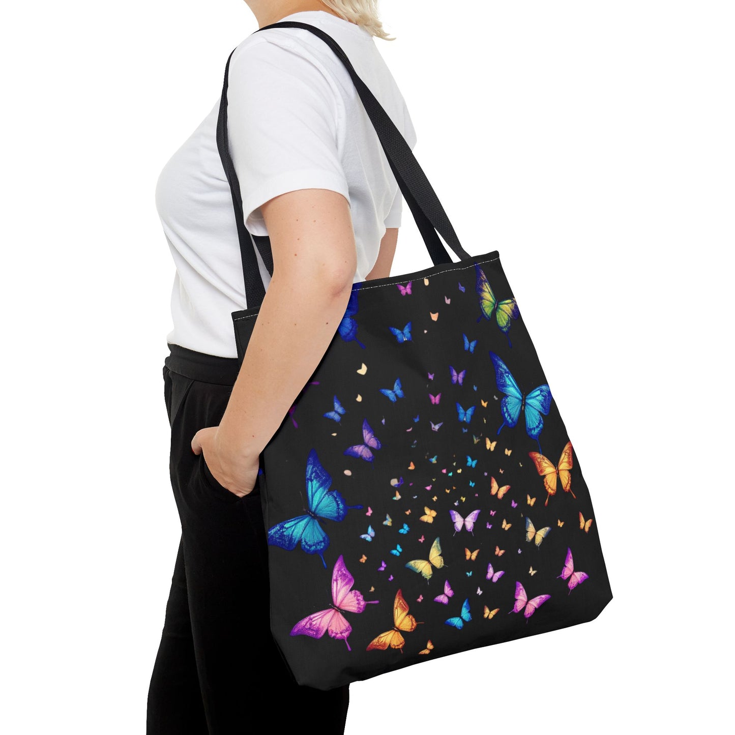 Butterfly Swarm Tote Bag – Colorful Rainbow Butterfly Tote, Aesthetic Canvas Bag, Nature-Inspired Gift, Magical Reusable Eco Purse