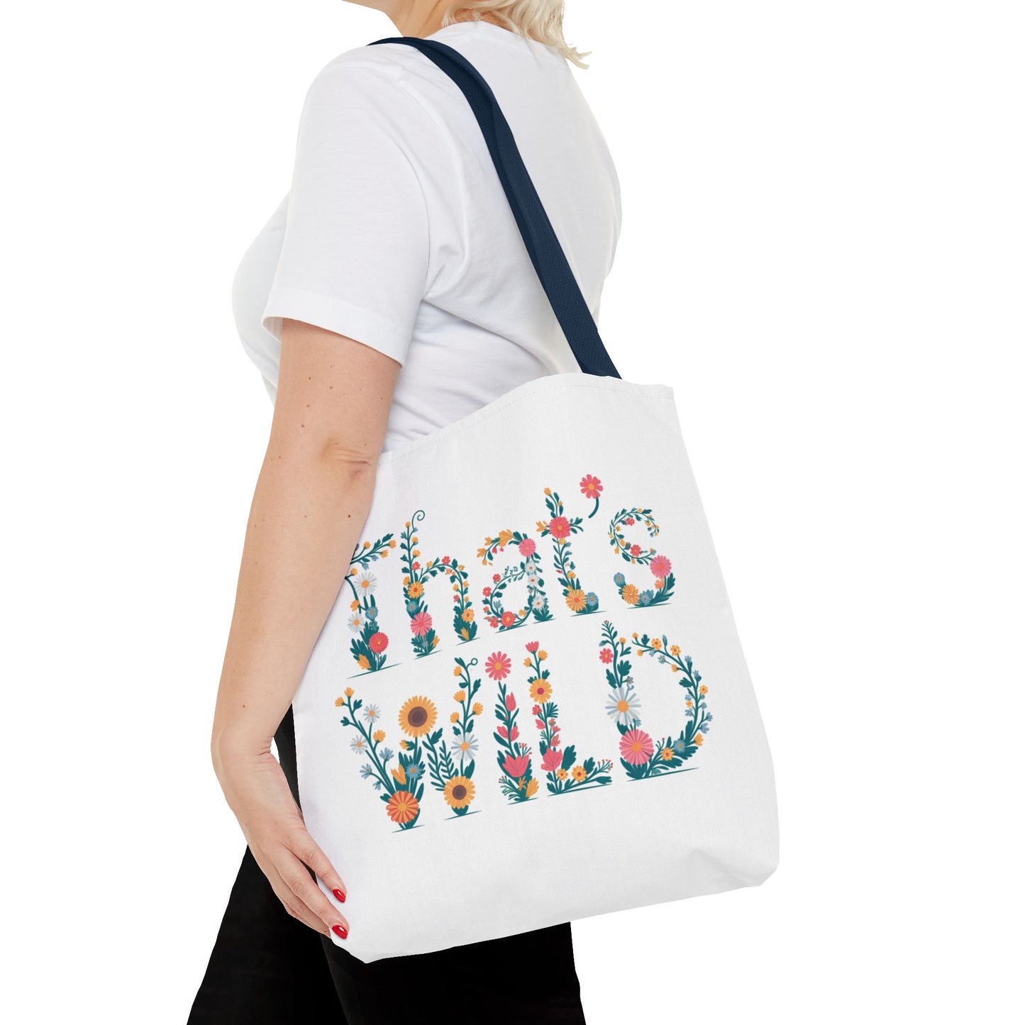 That’s Wild Floral Tote Bag – Cute Boho Canvas Bag With Colorful Flower Lettering, Eco Reusable Shopping Tote, Nature Lover Gift For Everyday Style