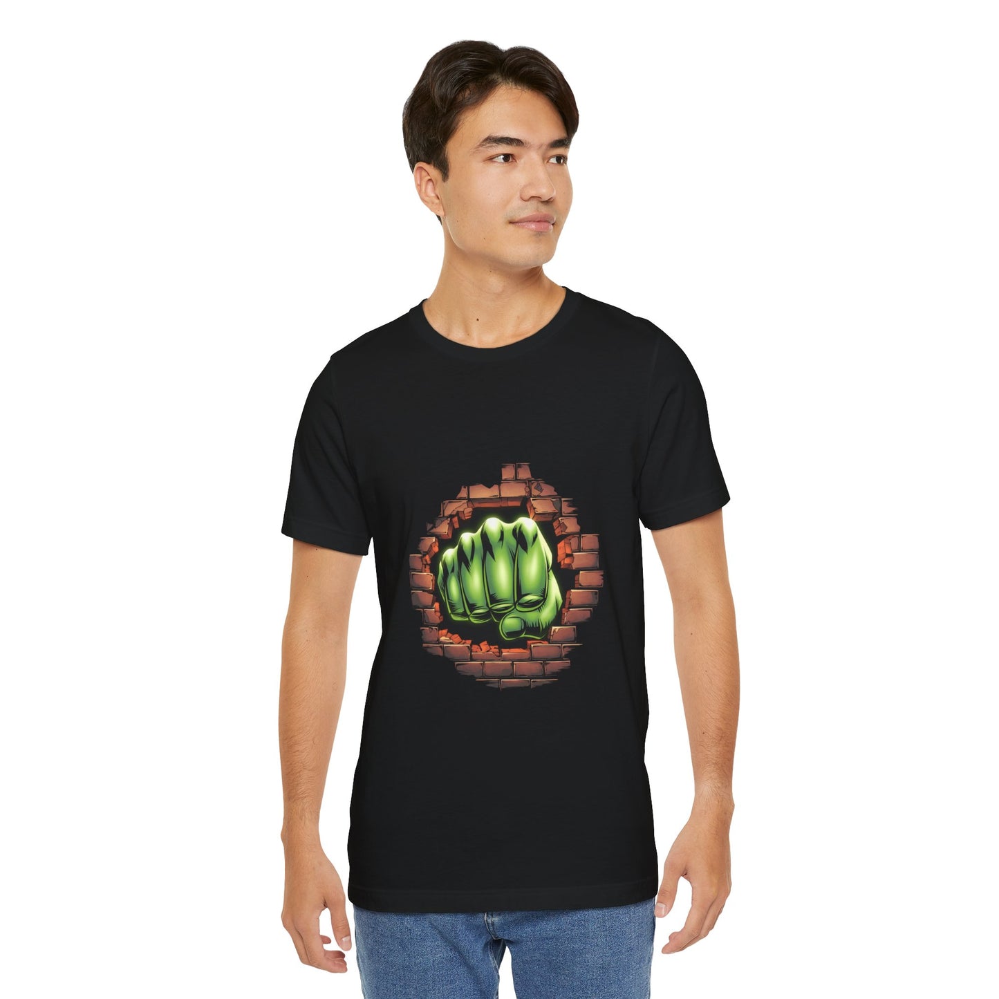 Green Hero Fist Graphic Tee – Superhero Shirt, Comic Pop Art, Gamer Gift, Y2K Dopamine Aesthetic, Funny Nerd Fashion, Unisex T‑shirt