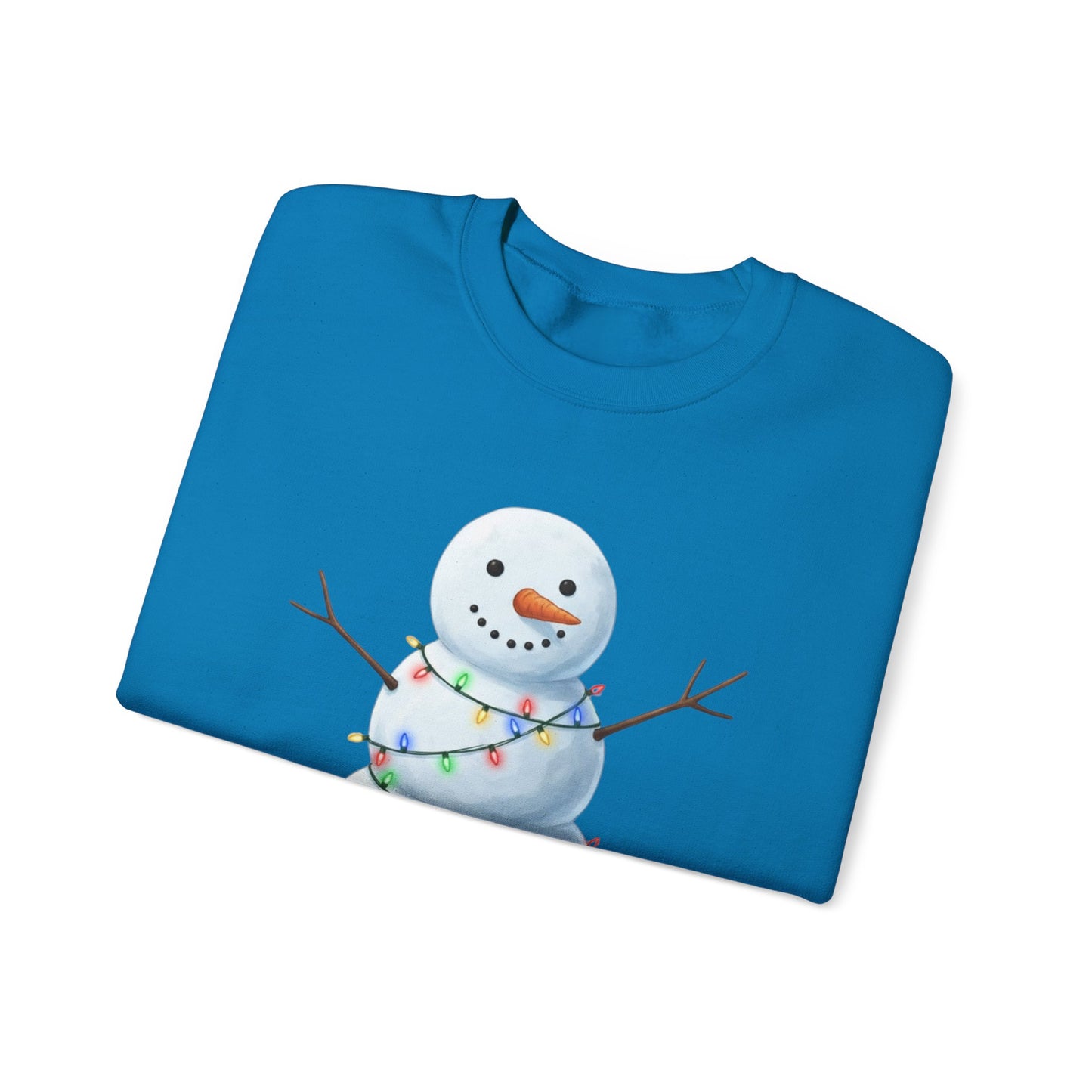 Cute Snowman Christmas Sweatshirt, Holiday Snowman Lights Sweater, Winter Snowman Crewneck, Cozy Christmas Gift, Festive Holiday Shirt