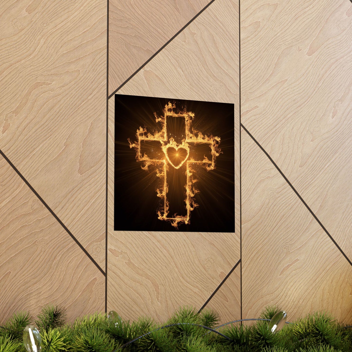 Spiritual Matte Vertical Posters - Fiery Cross Design