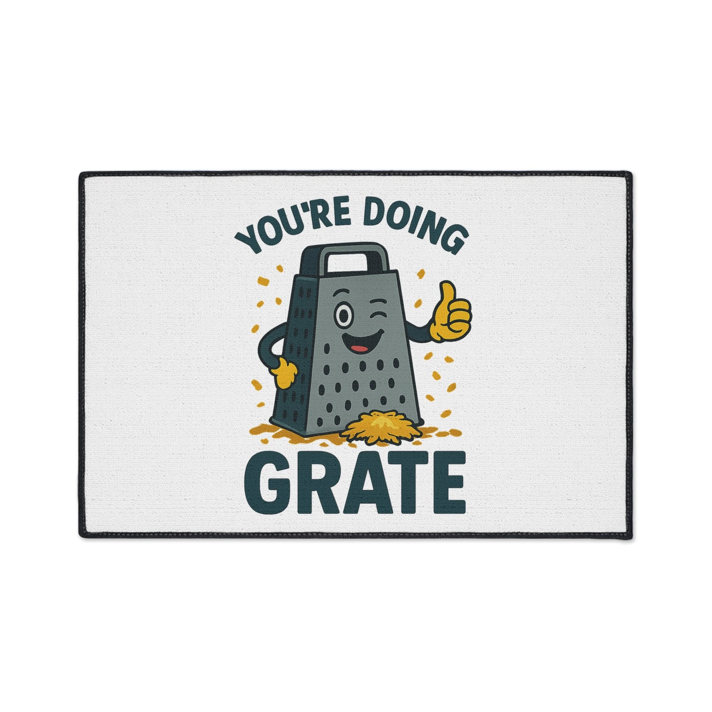 Funny Kitchen Mat – “You’re Doing Grate” Floor Rug, Cheese Grater Pun Mat, Cute Home Gift for Friends or Foodies