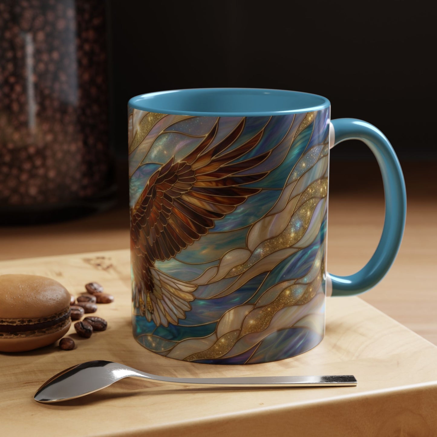 Stained Glass Eagle Mug, Bald Eagle Coffee Mug, Patriotic Eagle Cup, Wildlife Art Mug, Freedom Bird Mug, Nature Art Gift