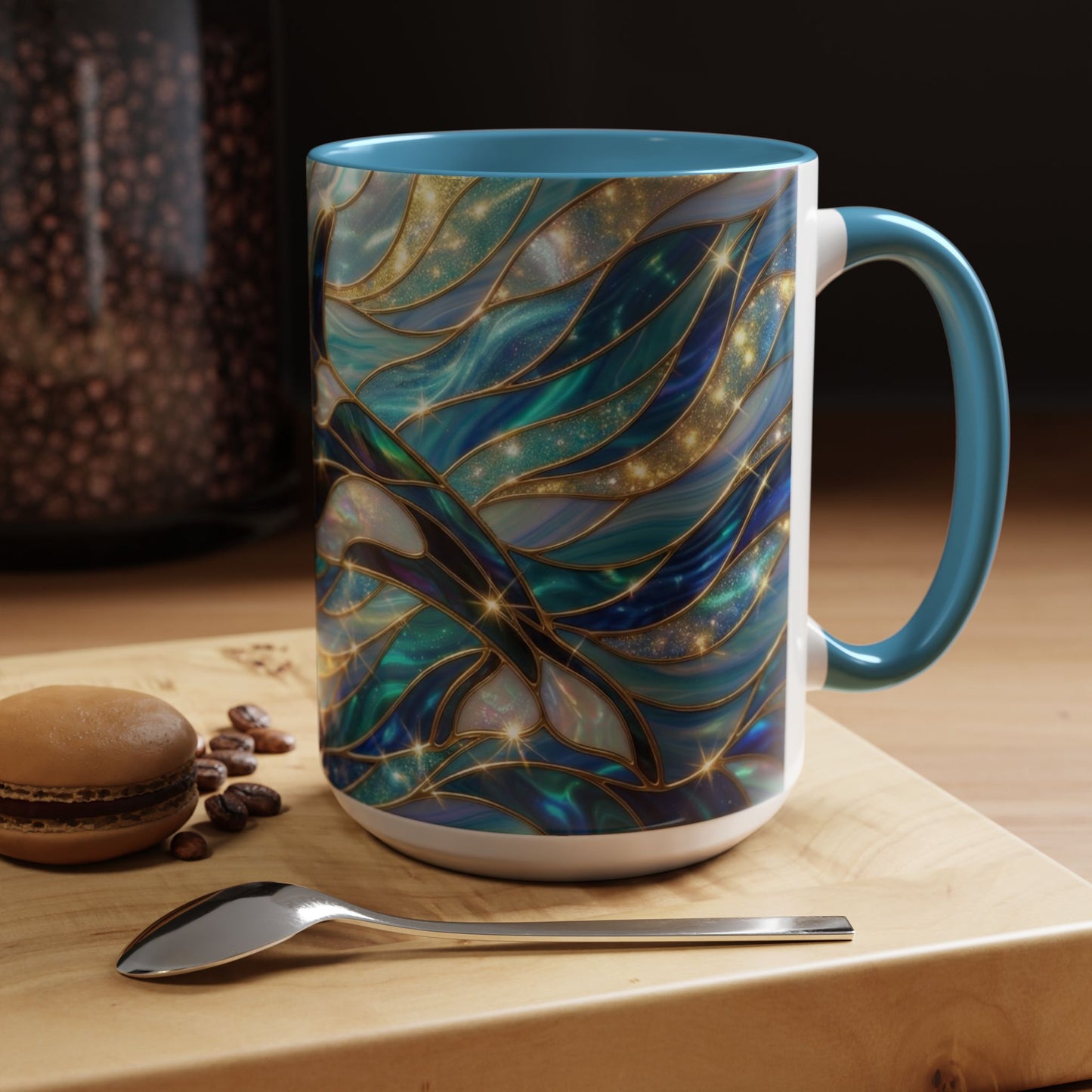Orca Coffee Mug, Killer Whale Mug, Stained Glass Orca Art Mug, Ocean Animal Coffee Cup, Marine Life Gift, 11oz 15oz Ceramic Mug