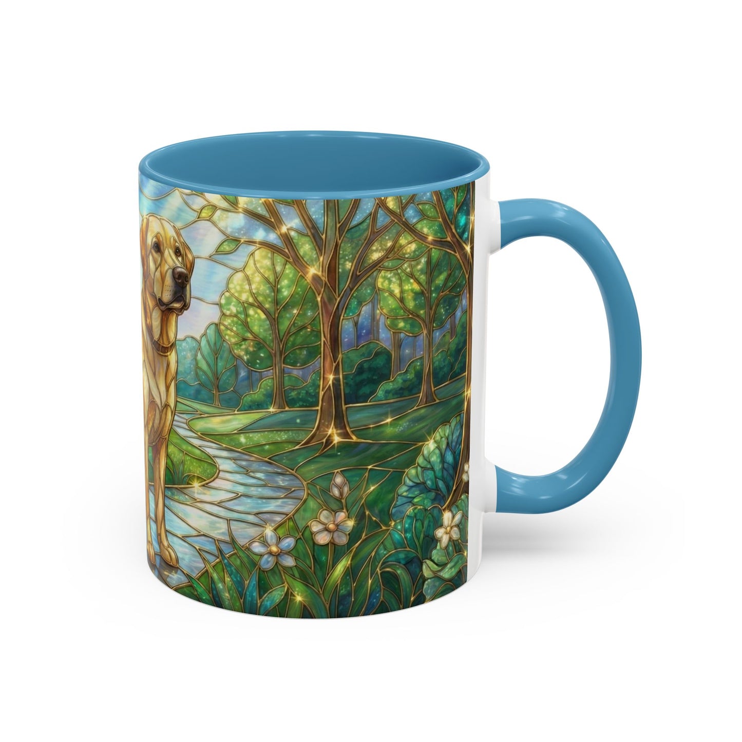 Stained Glass Labrador Mug, Dog Lover Coffee Mug, Labrador Retriever Art Cup, Pet Memorial Gift, Colorful Dog Mug, Nature Art Mug