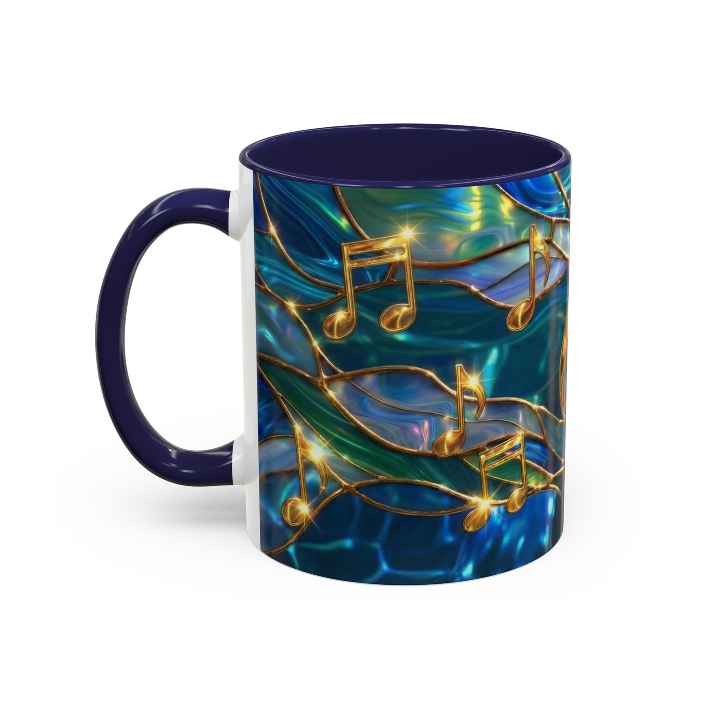 Music Notes Mug, Stained Glass Music Coffee Mug, Musical Gift Mug, Music Lover Cup, Music Teacher Gift, Artistic Coffee Mug