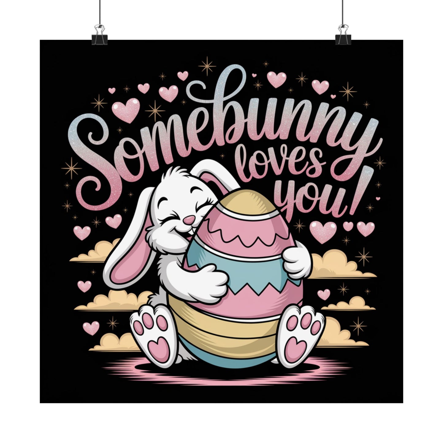 Poster Somebunny Loves You Easter Bunny Poster Easter Decor Easter Wall Art