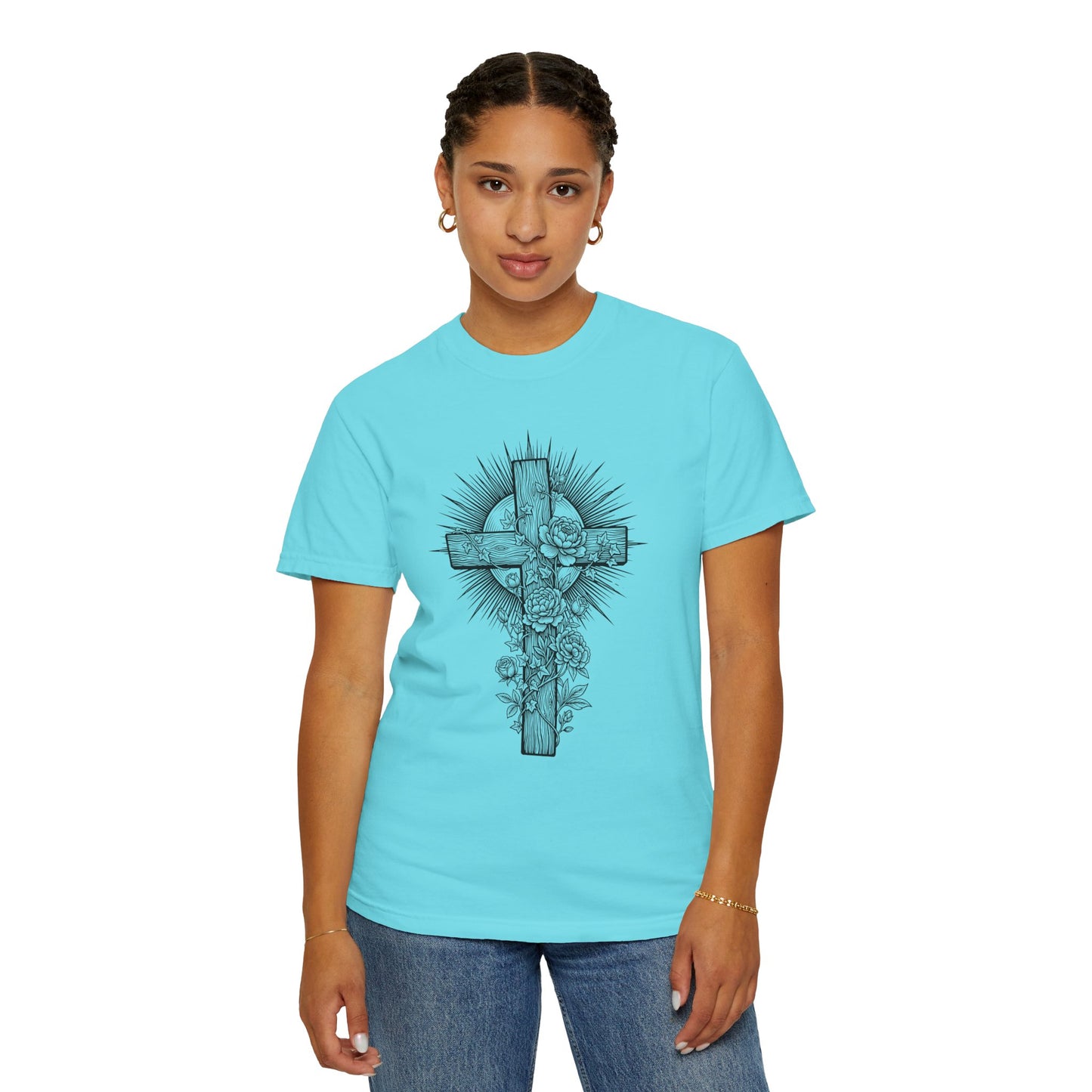 Christian Floral Cross Shirt, Boho Faith T-Shirt, Religious Botanical Tee, Wildflower Jesus Shirt, Easter Apparel, Christian Gifts