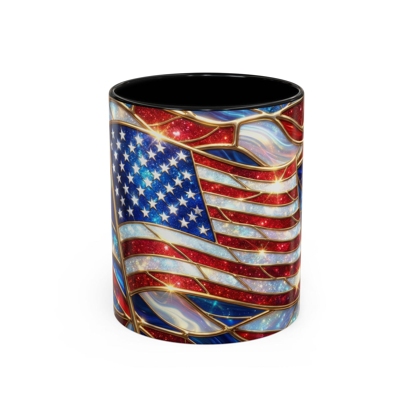American Flag Mug, Stained Glass Flag Coffee Mug, Patriotic Mug, USA Flag Cup, Fourth Of July Gift, Veterans Gift Mug