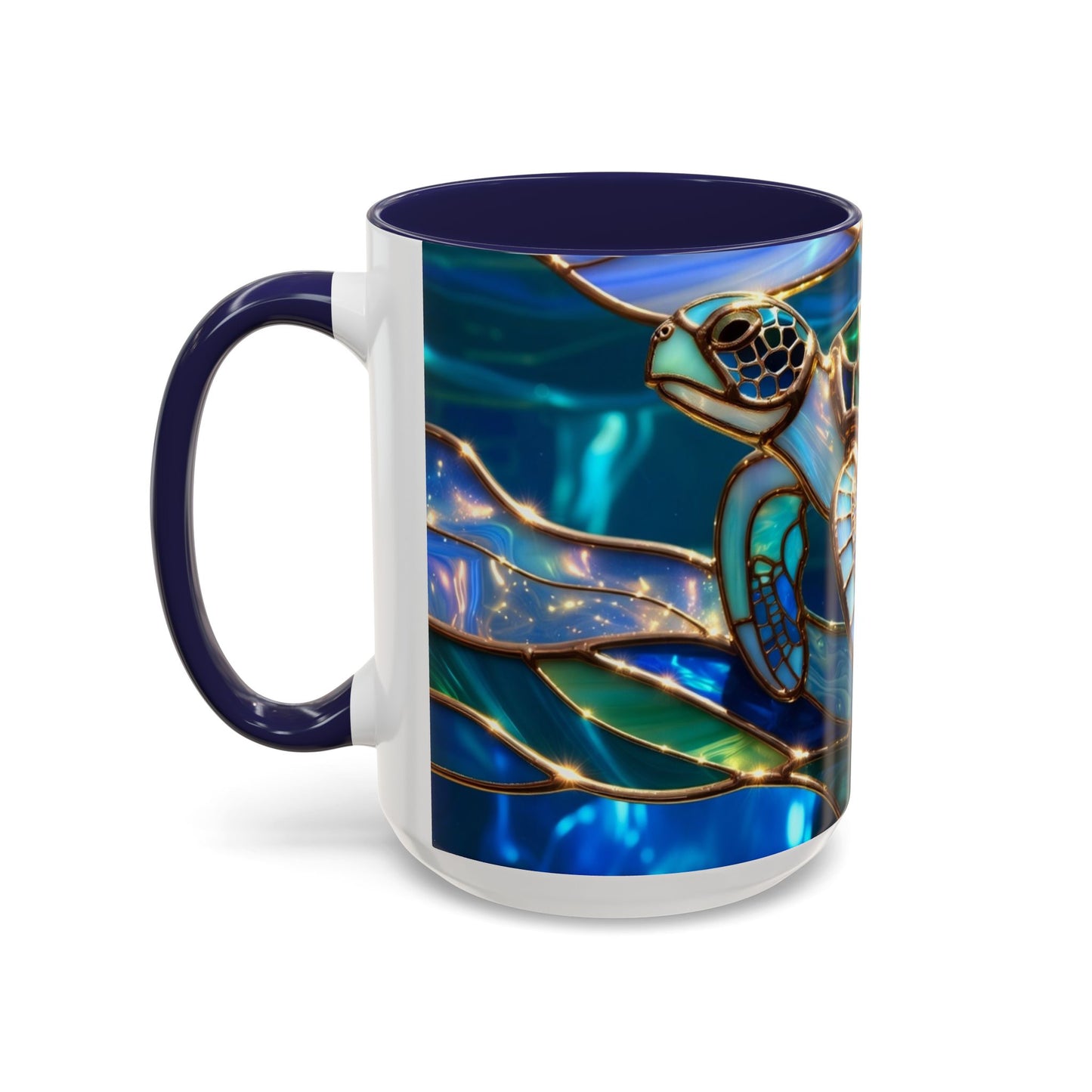 Stained Glass Sea Turtle Mug, Ocean Turtle Coffee Cup, Coastal Beach Mug Gift, Marine Life Art Cup, Sea Lover Gift, Ocean Wildlife Mug