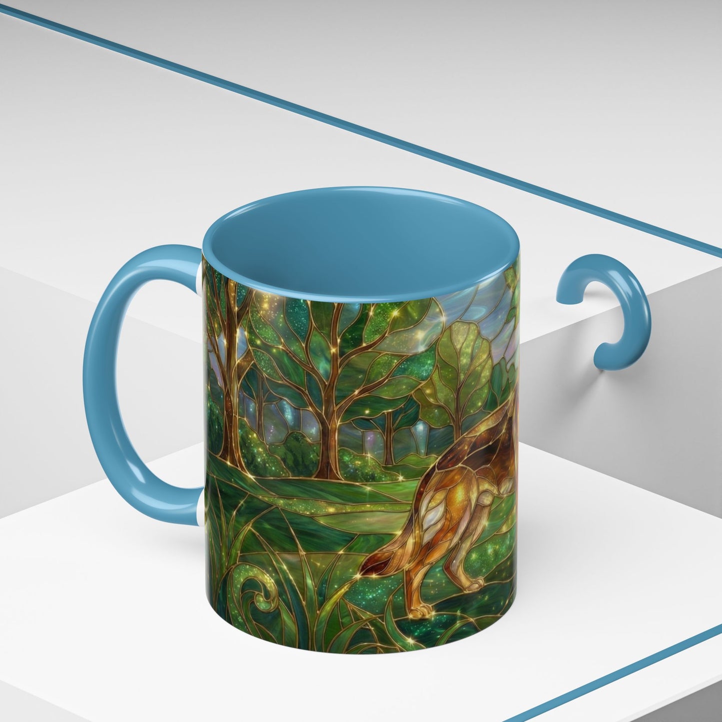 German Shepherd Mug, Stained Glass Dog Coffee Mug, German Shepherd Art Cup, Dog Lover Gift, Pet Memorial Mug, Colorful Dog Mug