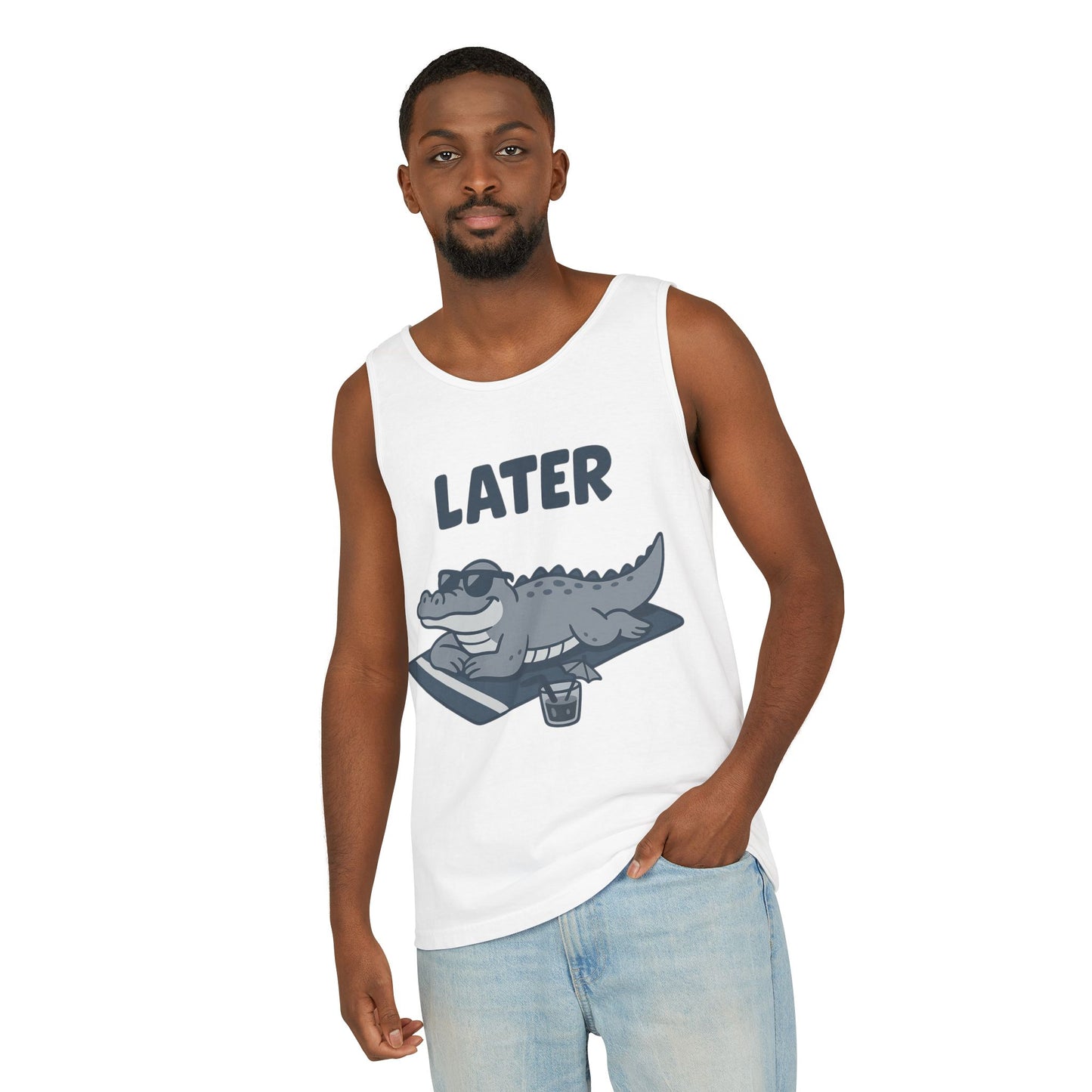 Funny Crocodile Tank Top - ‘Later Gator’ Cute Graphic Croc Tee, Summer Vest, Beach Gift, Sarcastic Animal Humor, Festival and Everyday Wear
