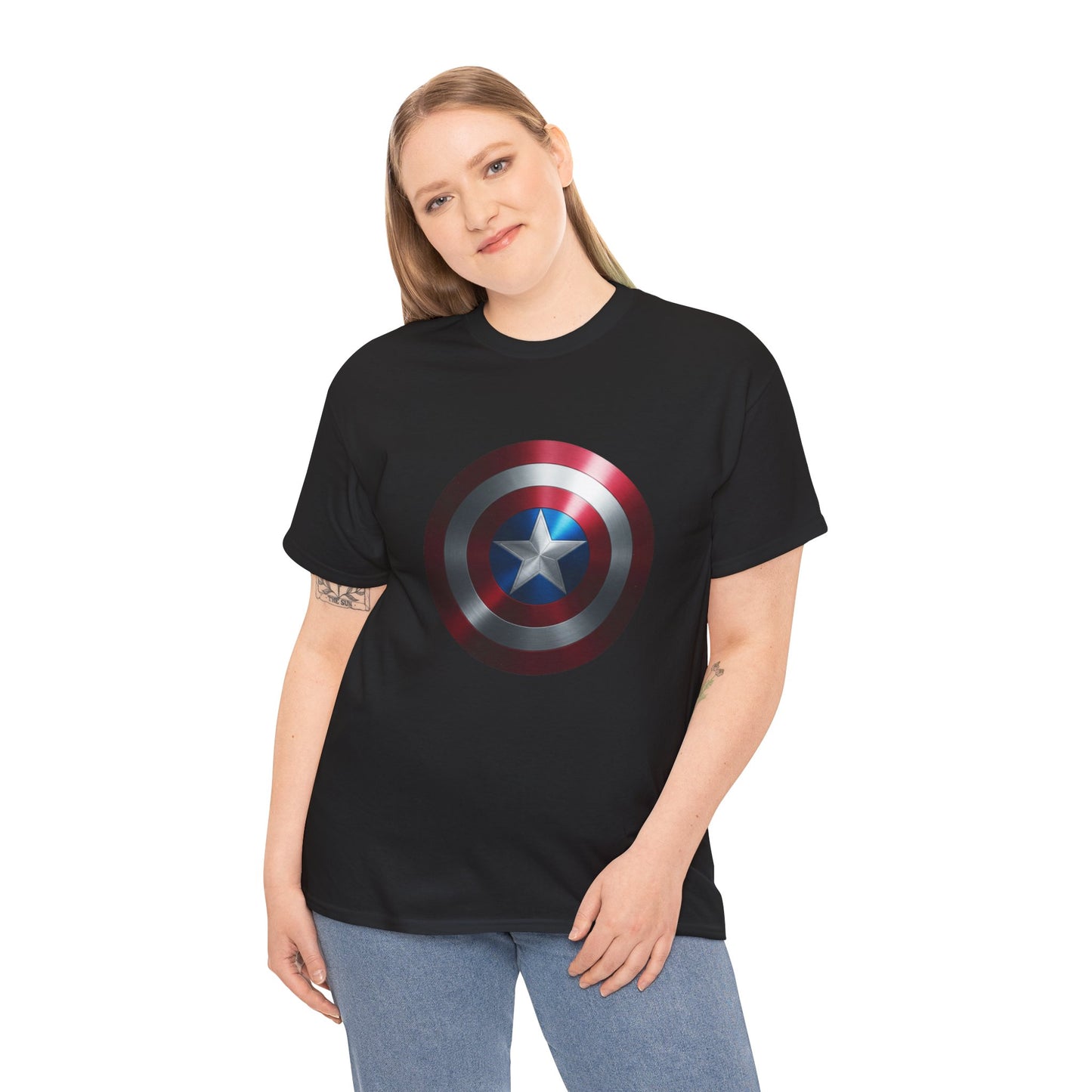 Patriotic Hero Shield Shirt – Star Emblem Graphic Tee – Super Soldier Gift – Comic Inspired Unisex Shirt – Cosplay Convention Top