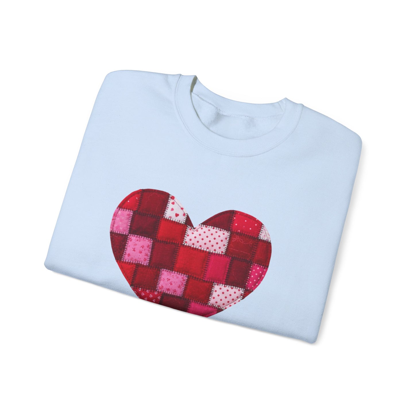 Faux Patchwork Heart Sweatshirt, Quilted Look Heart Pullover, Cozy Valentine Crewneck, Handmade Style Sweatshirt, Love Heart Shirt, Valentine Gift
