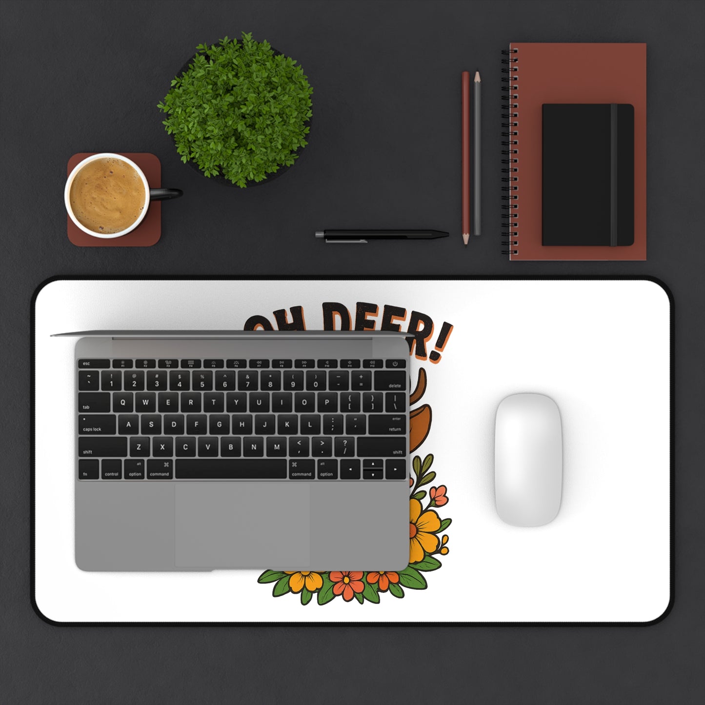Mouse Pad - Oh Deer Desk Mat with Startled Deer Design Animal Decor Deer Mouse Pad