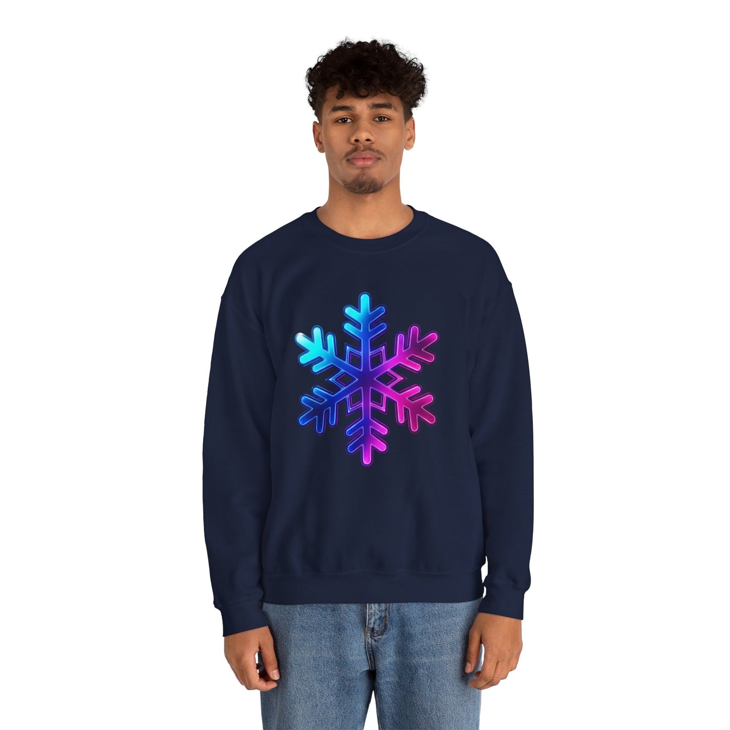 Blue Pink Gradient Snowflake Sweatshirt, Winter Aesthetic Pullover, Cozy Christmas Crewneck, Festive Holiday Sweater Gift for Her or Him