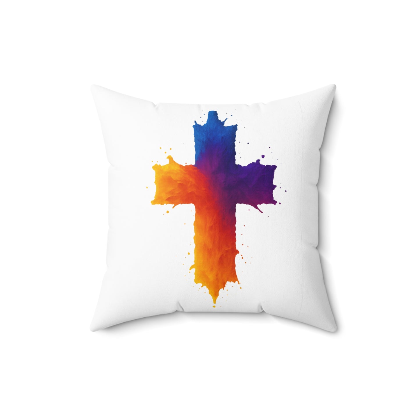 Christian Cross Throw Pillow Watercolor Faith Decor Cushion, Religious Home Accent, Inspirational Gift Idea