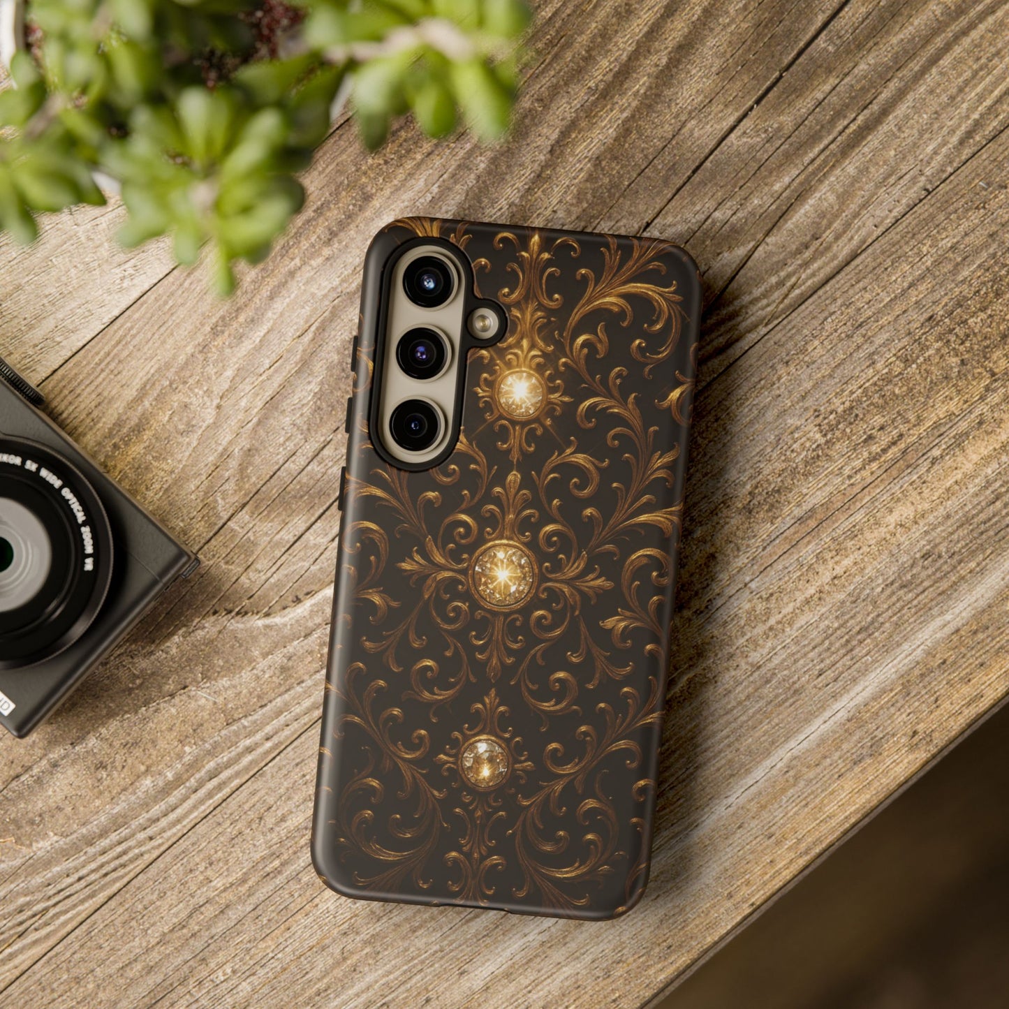 Luxury Baroque Samsung Case – Elegant Gold Ornate Floral Phone Cover for Galaxy