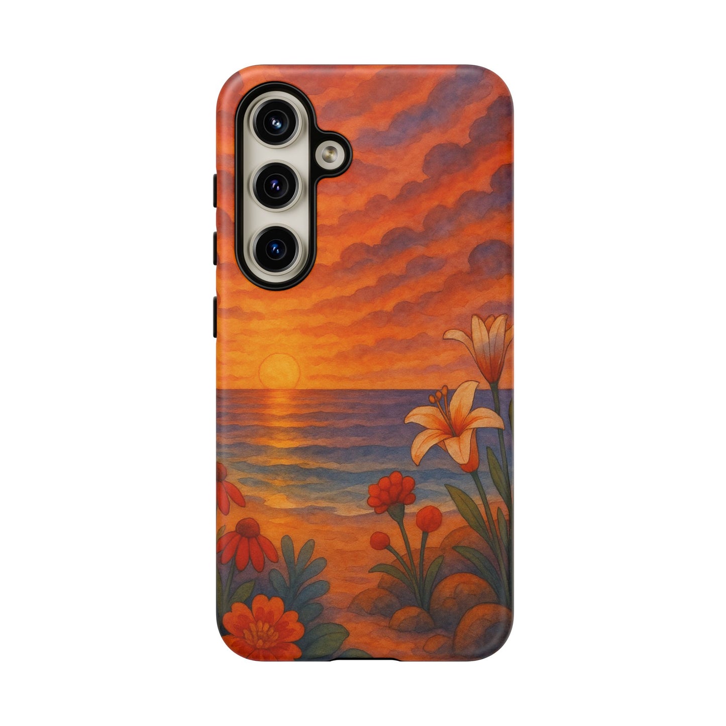 Samsung Case - Floral Ocean Sunset Watercolor Nautical Phone Case Beach Samsung Case Ocean Sunset Theme
