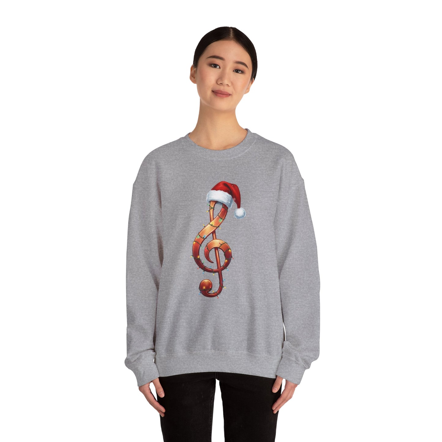 Christmas treble clef sweatshirt, music note Santa hat shirt, Christmas lights music lover sweater, musician holiday crewneck, Xmas gift