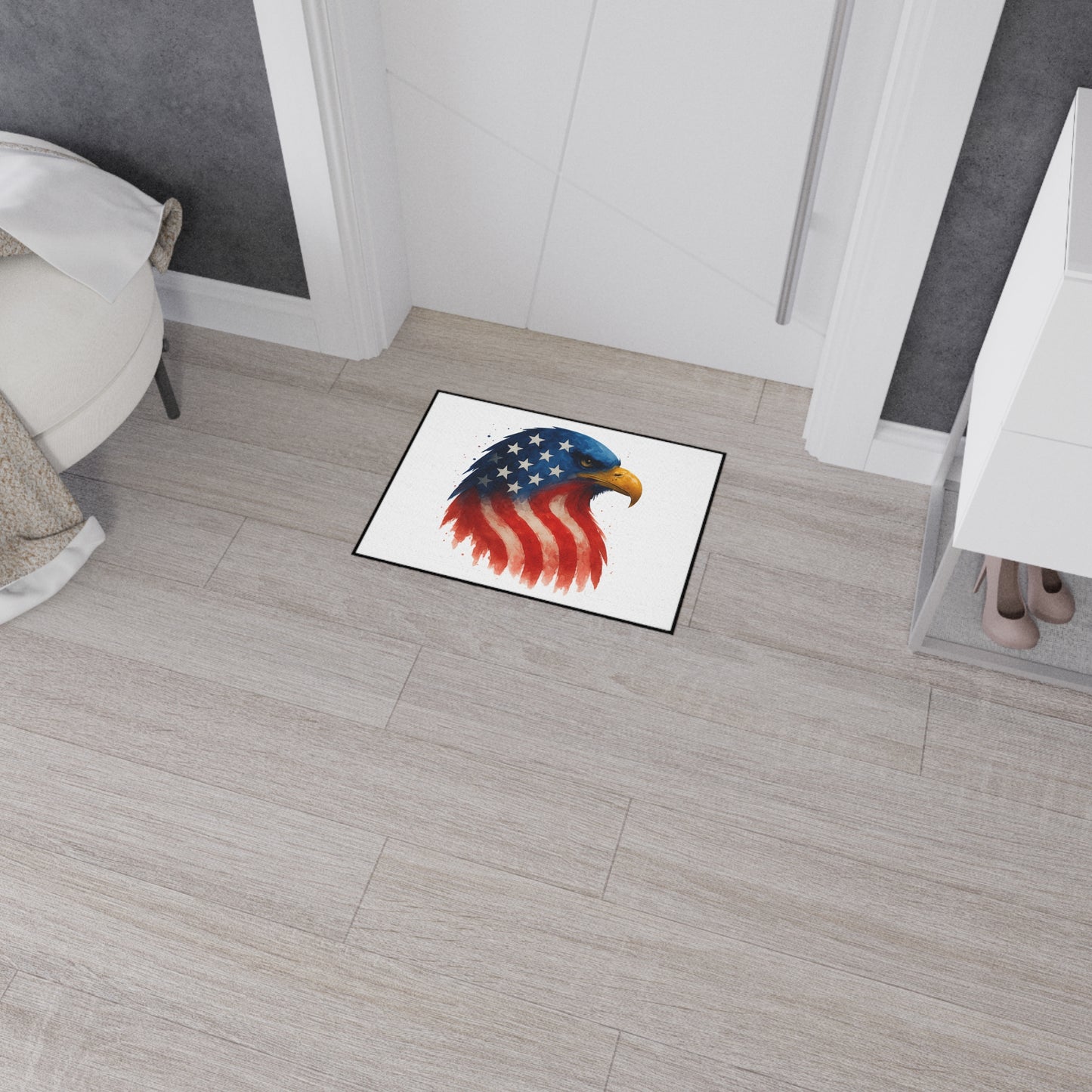 Patriotic Eagle Floor Mat - USA Flag Heavy Duty Entry Rug, Americana Welcome Mat for Porch, 4 July, Veteran Gift, Indoor Outdoor US Decor