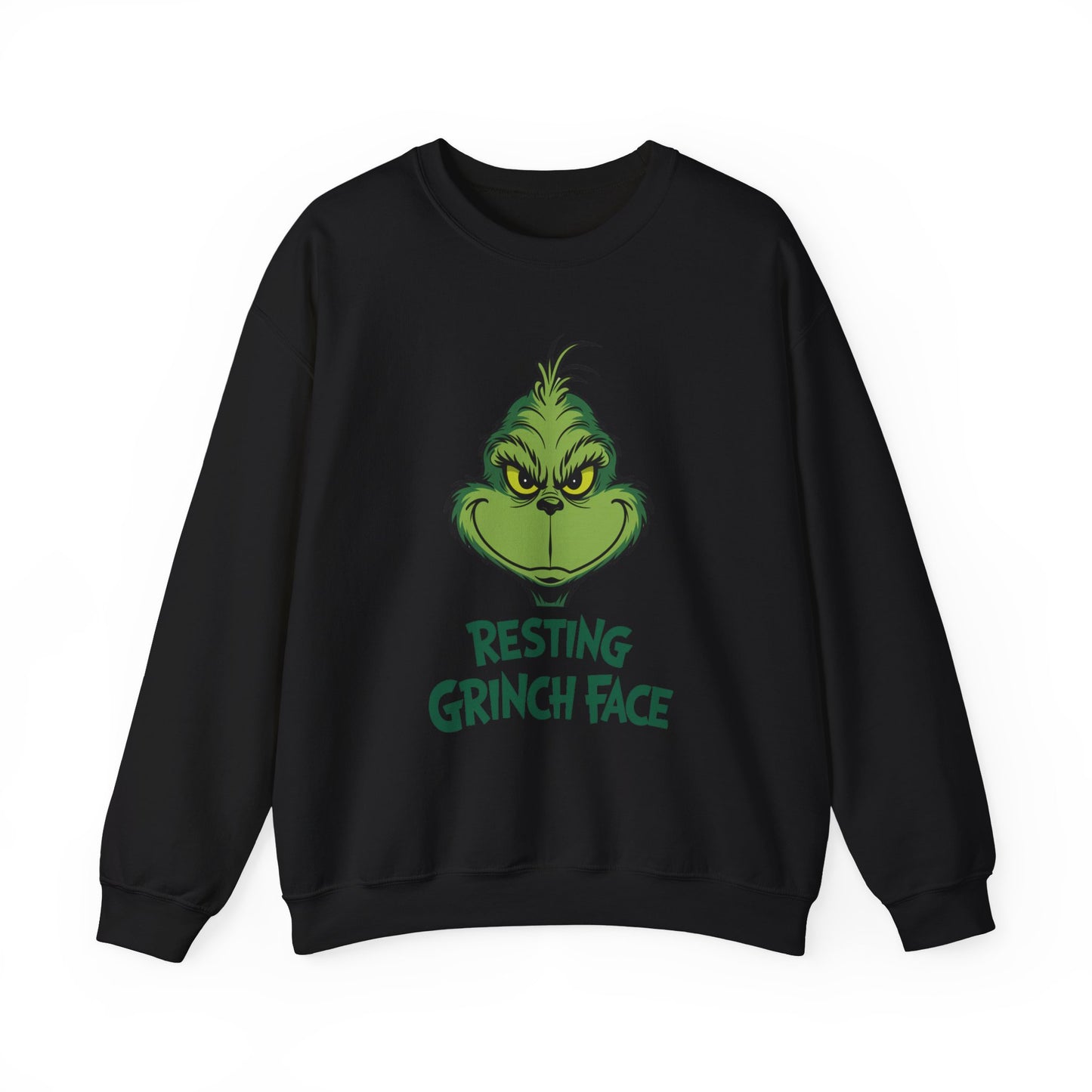 Resting Grinch Face Christmas Sweatshirt, Funny Holiday Sweater, Cozy Unisex Crewneck, Festive Grumpy Christmas Gift For Him Or Her