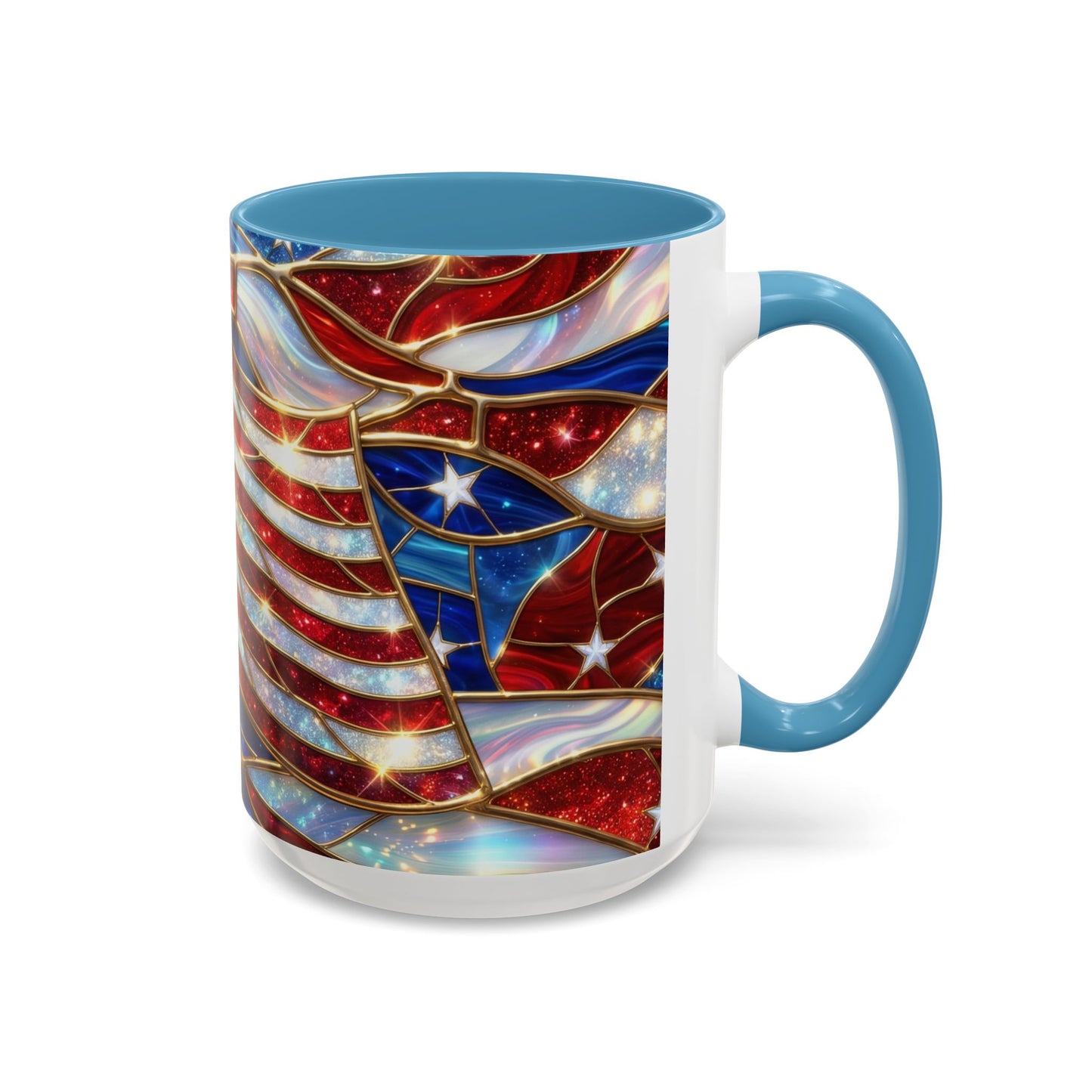 American Flag Mug, Stained Glass Flag Coffee Mug, Patriotic Mug, USA Flag Cup, Fourth Of July Gift, Veterans Gift Mug