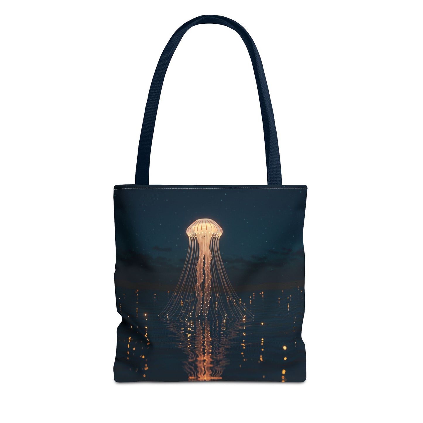 Luminous Jellyfish Tote Bag, Glow-Inspired Ocean Design Shoulder Bag, Durable Polyester Tote For Everyday Style, Gifts, And Coastal Fashion