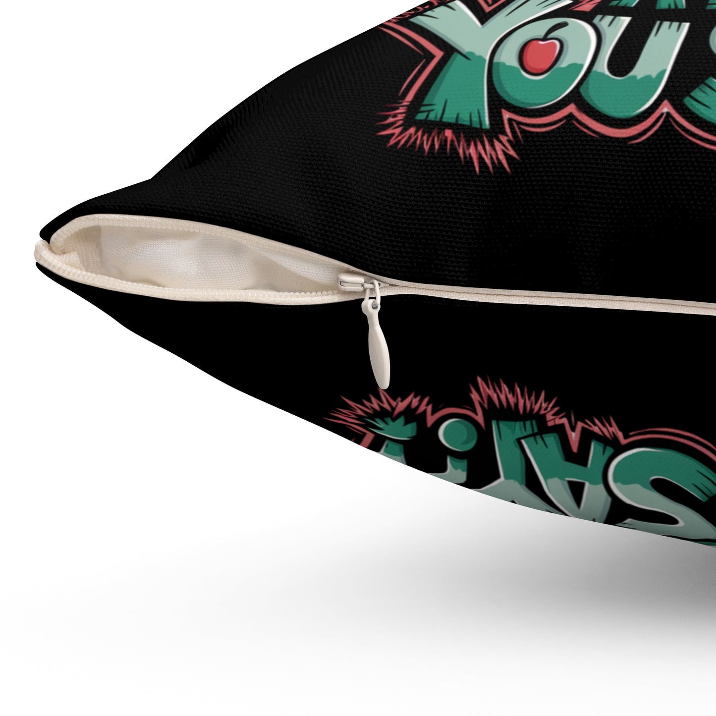 Square Pillow - Poison Apple Design - 'An Apple a Day You Say'