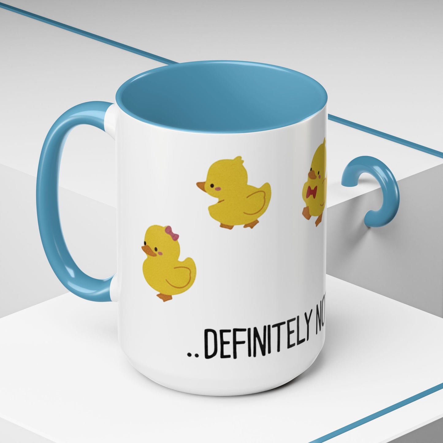 Funny Duck Mug, Cute Chick Coffee Cup, “Definitely Not In A Row” Mug, Cute Animal Lover Gift, Humor Tea Cup, Yellow Duck Kitchenware