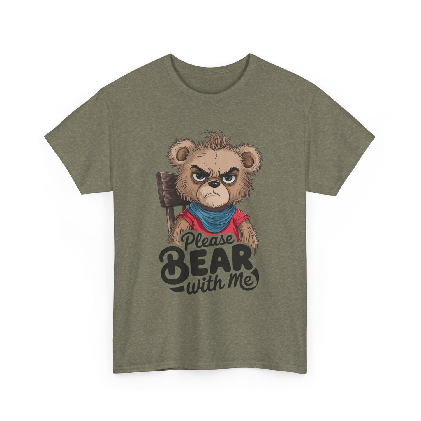 Grumpy Bear Graphic Tee – Please Bear With Me Shirt – Funny Animal T‑shirt – Sarcastic Humor Gift – Cute Bear Meme Art Tee