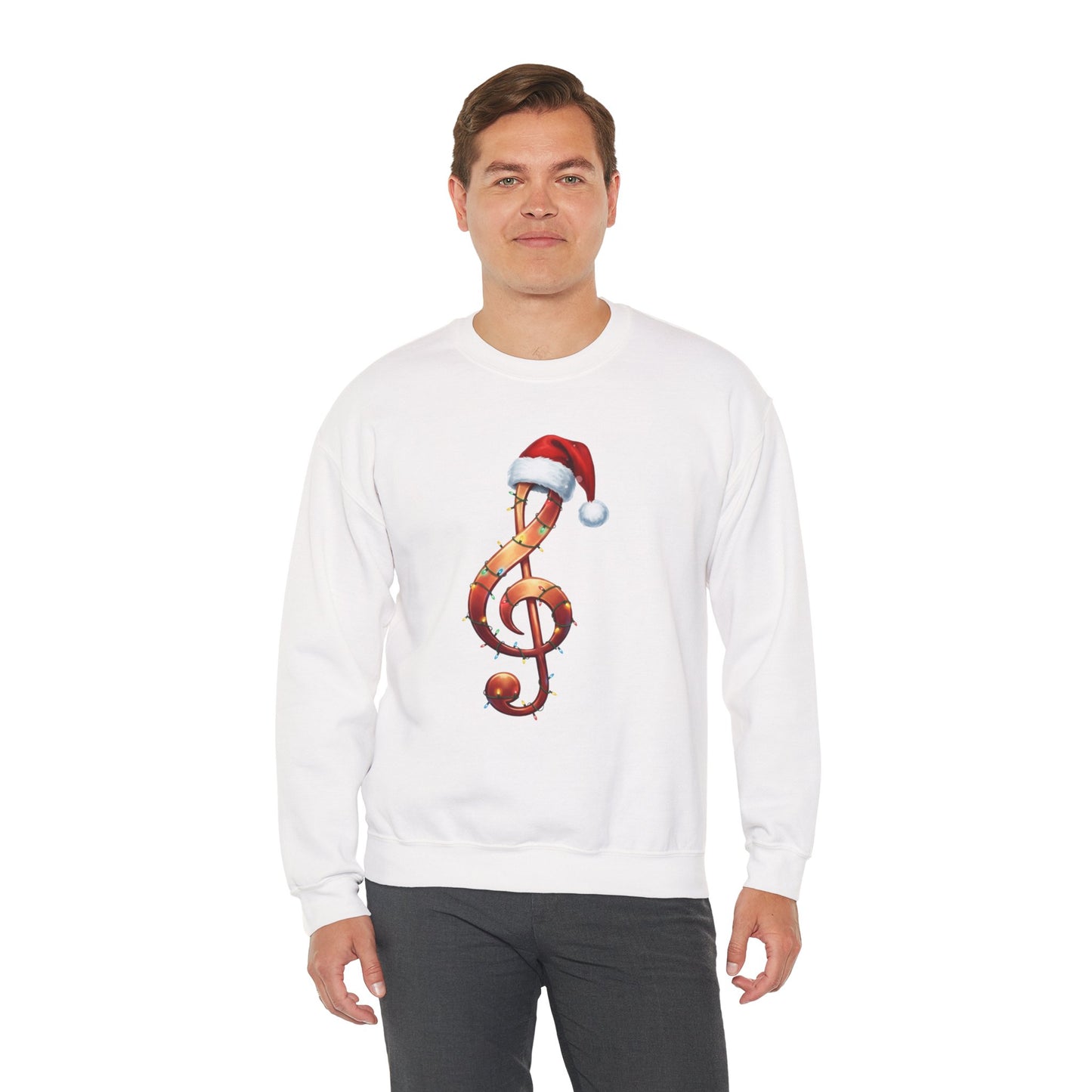 Christmas treble clef sweatshirt, music note Santa hat shirt, Christmas lights music lover sweater, musician holiday crewneck, Xmas gift