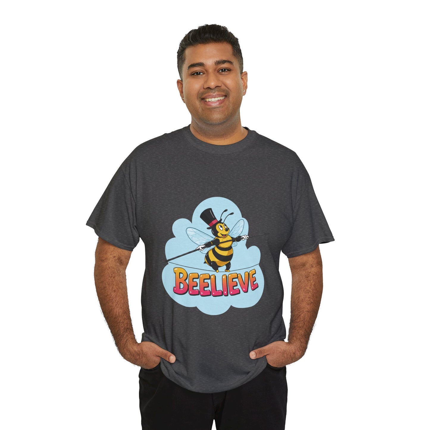 “Beelieve” Bee Pun T‑Shirt | Cute Bee Graphic Tee | Inspirational Pun Shirt | Funny Nature Lover Gift | Bee Belief Positive Vibes Tee