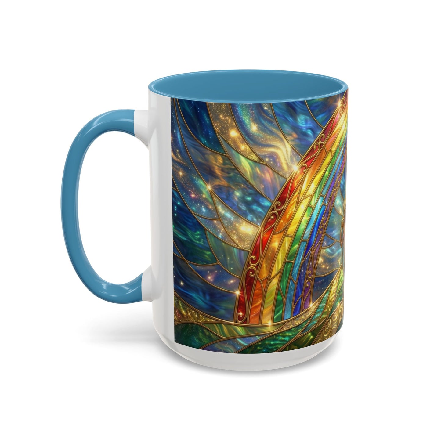 Stained Glass Pot of Gold Mug, Rainbow Coffee Cup, St Patricks Day Gift, Magical Fantasy Tea Mug, Celestial Drinkware, Lucky Irish Gift