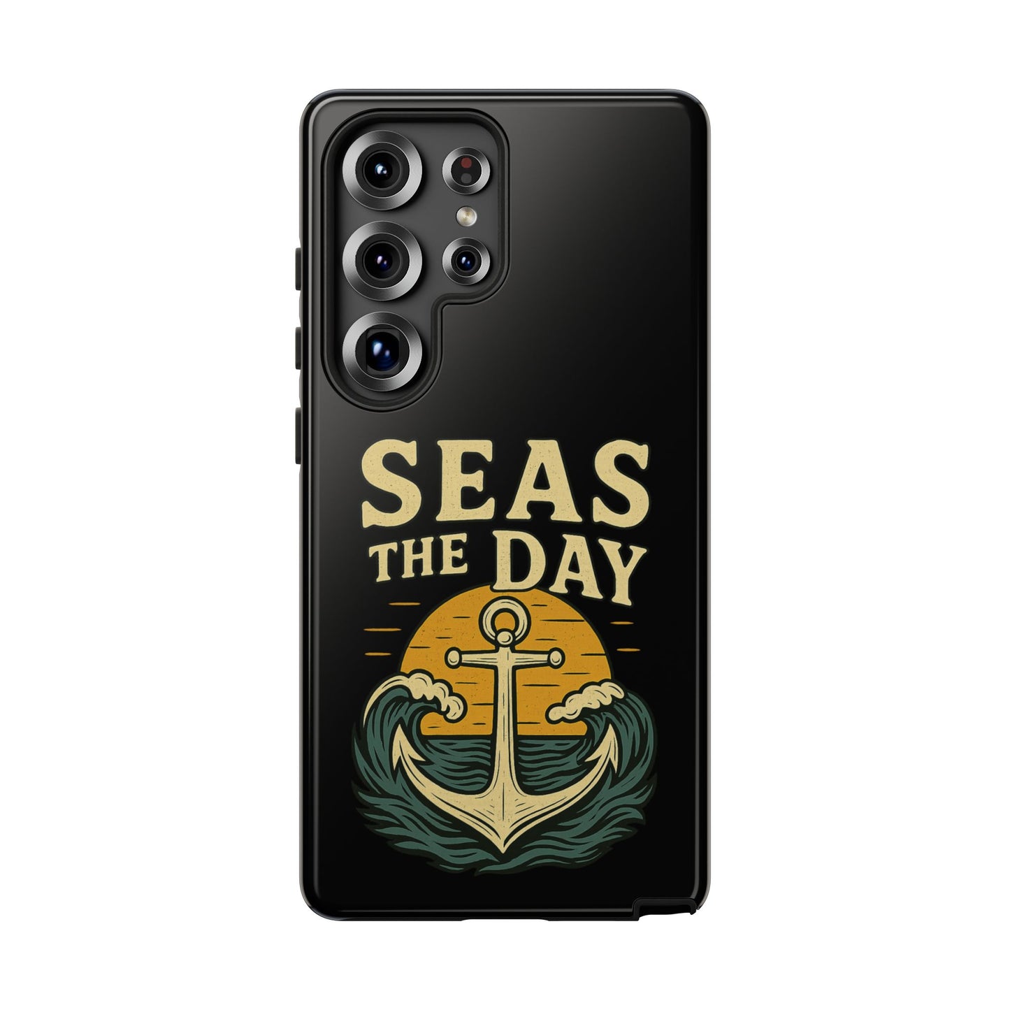 Seas the Day Samsung Case – Nautical Phone Case – Anchor Pun Gift – Ocean Lover Accessory – Motivational Phone Cover – Beach Vibes Case