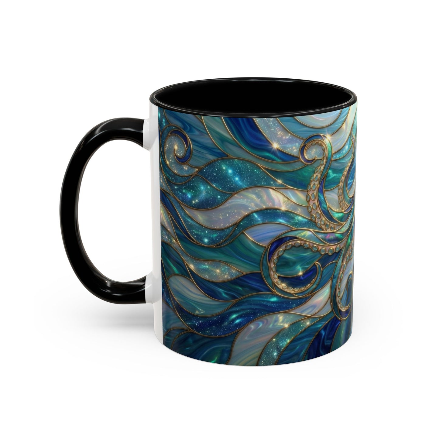 Stained Glass Octopus Mug, Octopus Coffee Mug, Ocean Art Mug, Nautical Decor Cup, Sea Creature Mug, Octopus Lover Gift